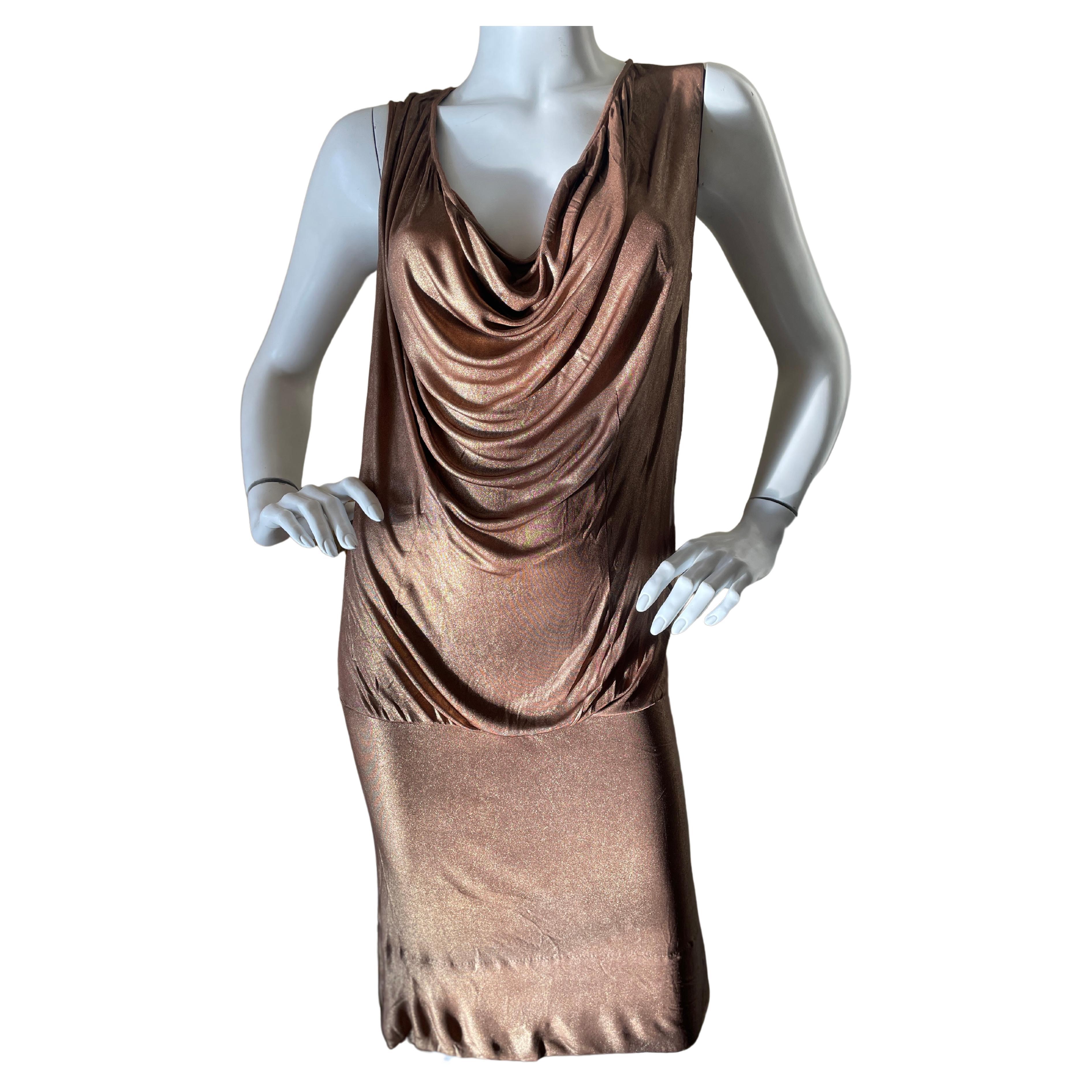 Gucci by Tom Ford Metallic Bronze Draped Cocktail Dress  For Sale