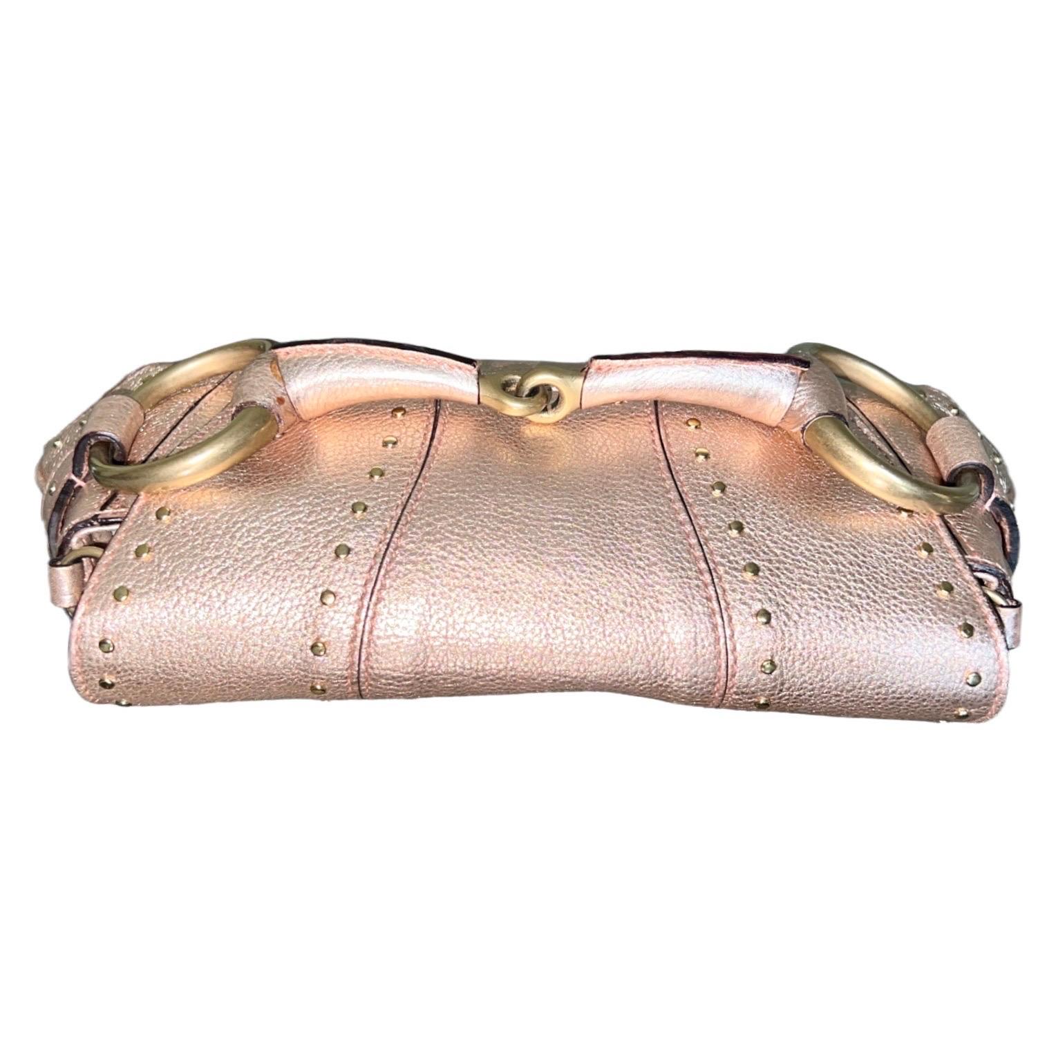 Gucci By Tom Ford FW 2003 Metallic Pink Barbiecore Studded Horsebit Clutch Bag 1