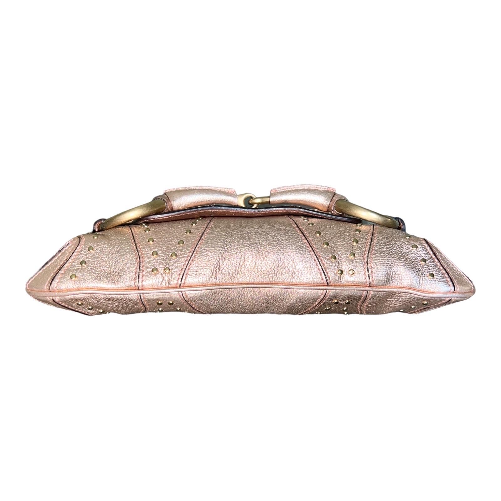 Gucci By Tom Ford FW 2003 Metallic Pink Barbiecore Studded Horsebit Clutch Bag 2