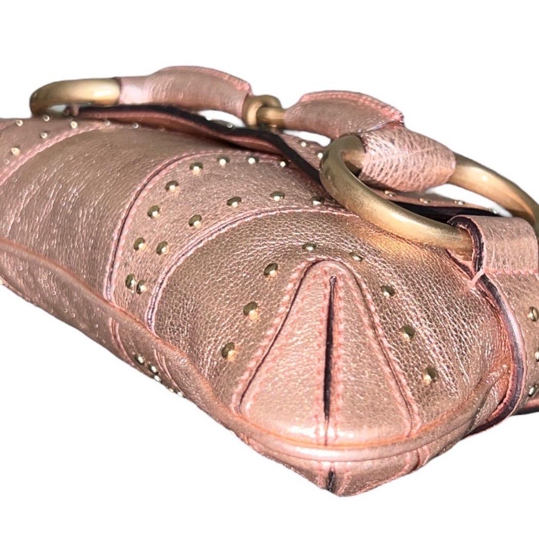 Gucci By Tom Ford FW 2003 Metallic Pink Barbiecore Studded Horsebit Clutch Bag 4