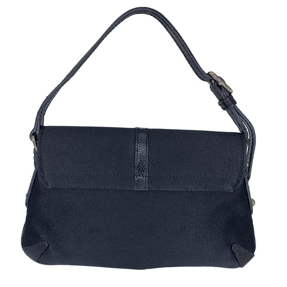 Noir Gucci by Tom Ford Mini Reins Black Lizard Silk Rhinestone Logo Thong Bag en vente