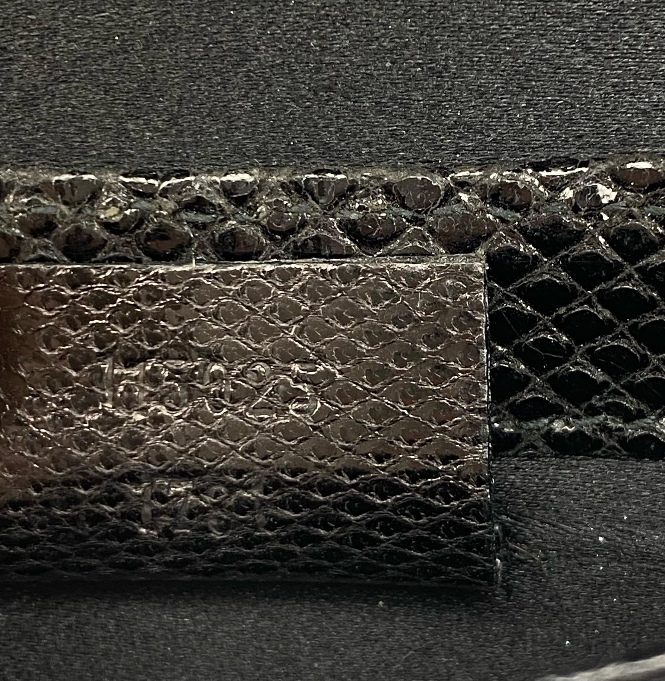 Gucci by Tom Ford Mini Reins Black Lizard Silk Rhinestone Logo Thong Bag en vente 1