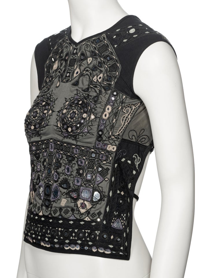 Gucci by Tom Ford Mirror-Embroidered Artisanal Backless Cotton Top 