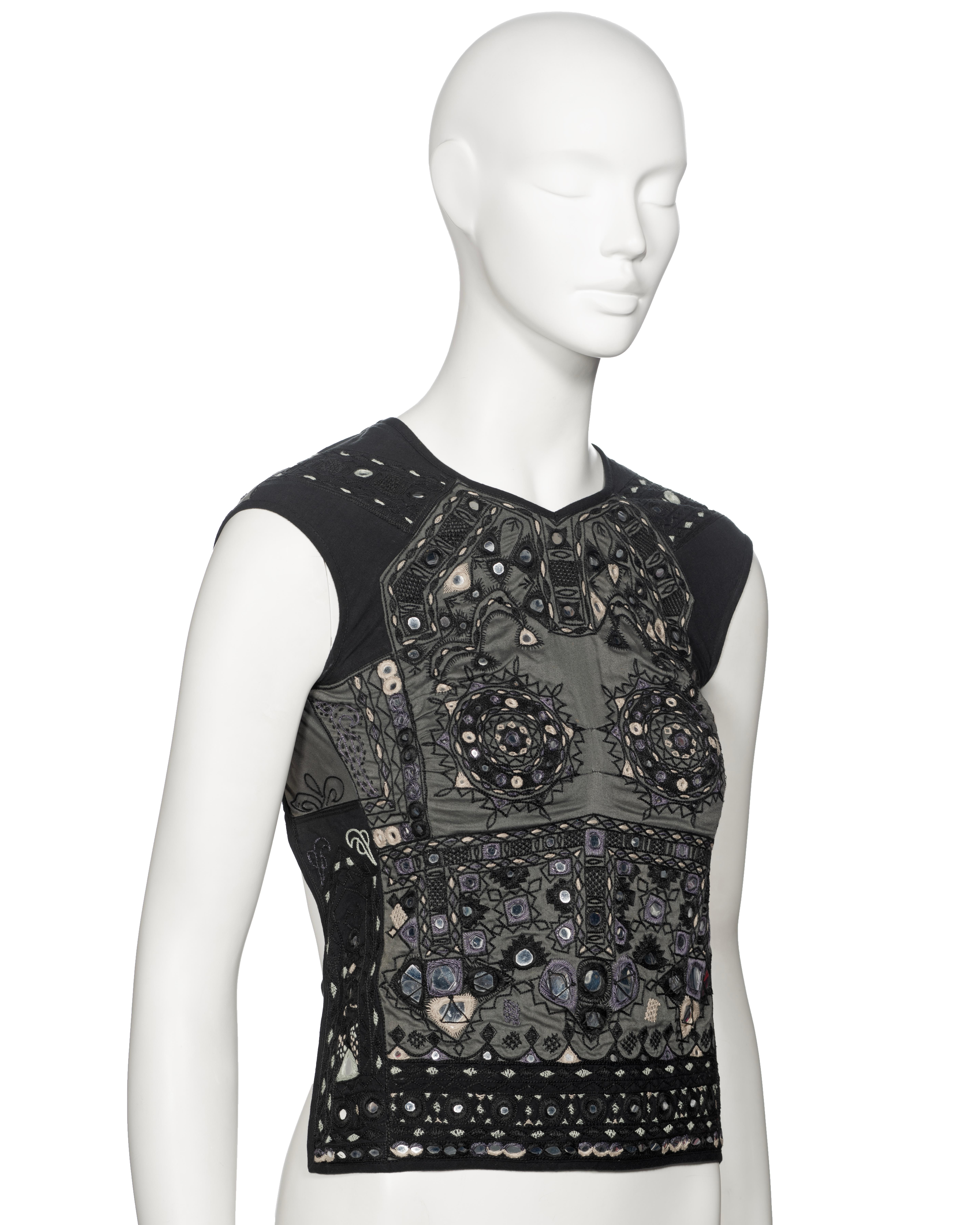 Gucci by Tom Ford Mirror-Embroidered Artisanal Backless Cotton Top, ss 1999 For Sale 8