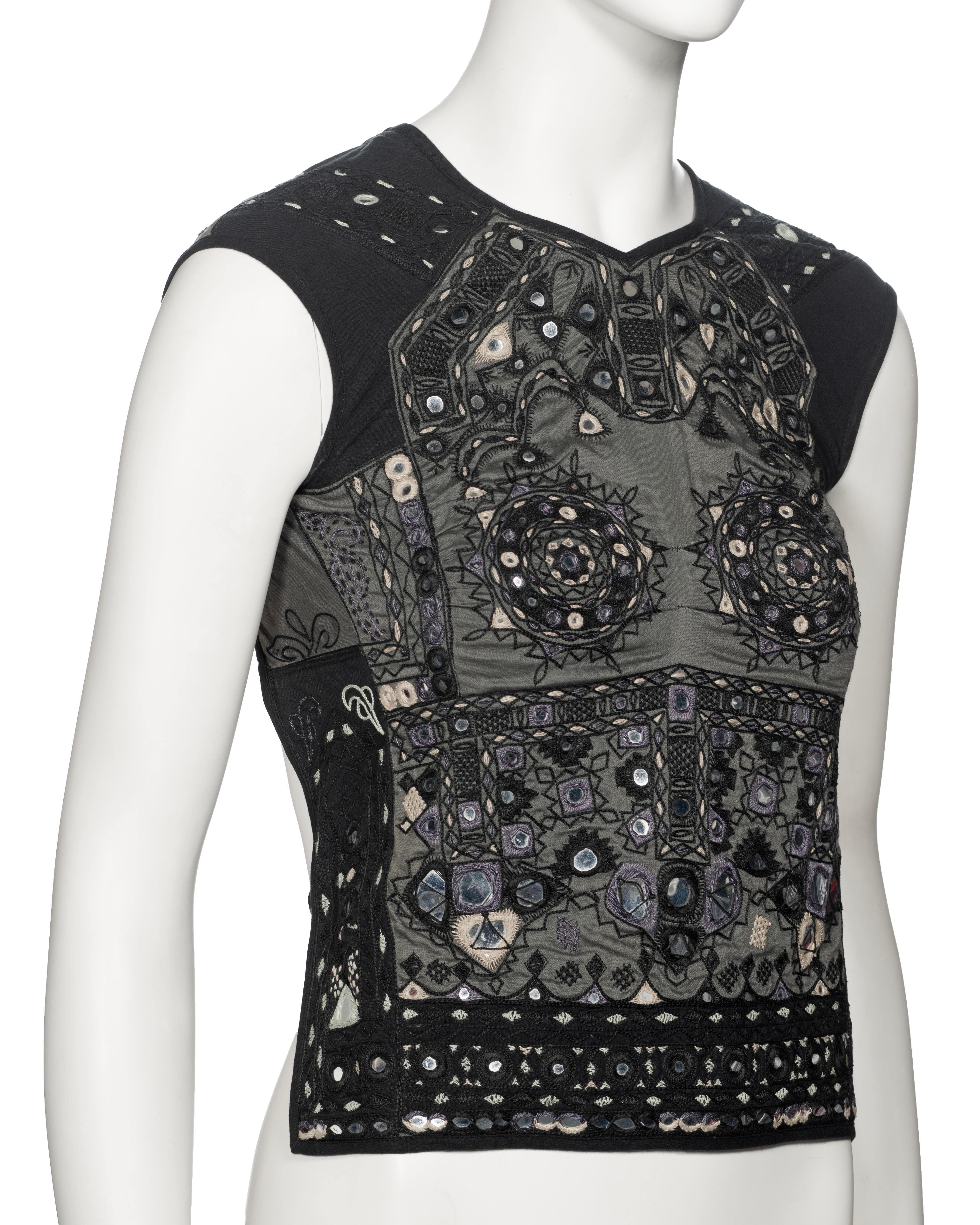 Gucci by Tom Ford Mirror-Embroidered Artisanal Backless Cotton Top, ss 1999 For Sale 9