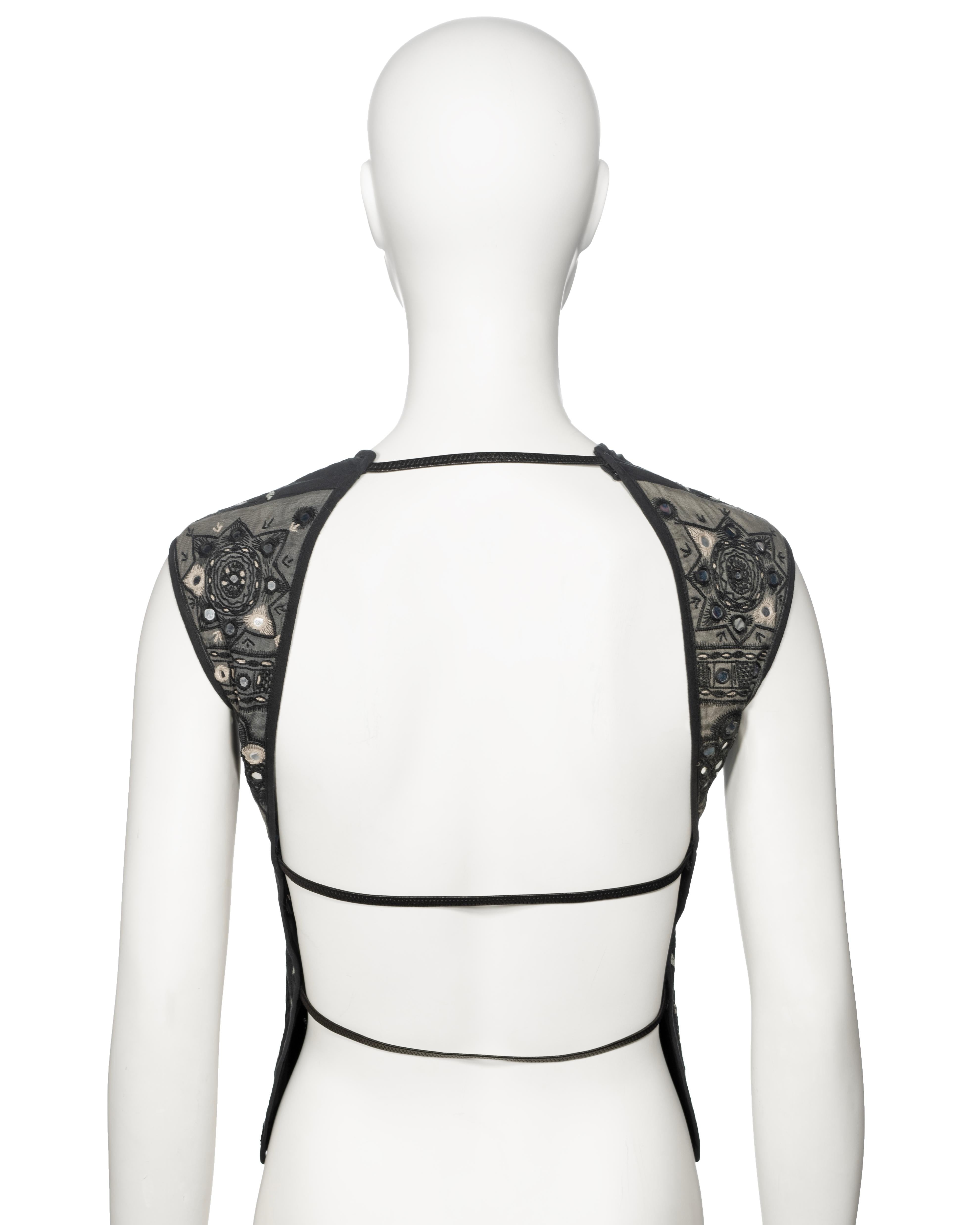 Gucci by Tom Ford Mirror-Embroidered Artisanal Backless Cotton Top, ss 1999 For Sale 11