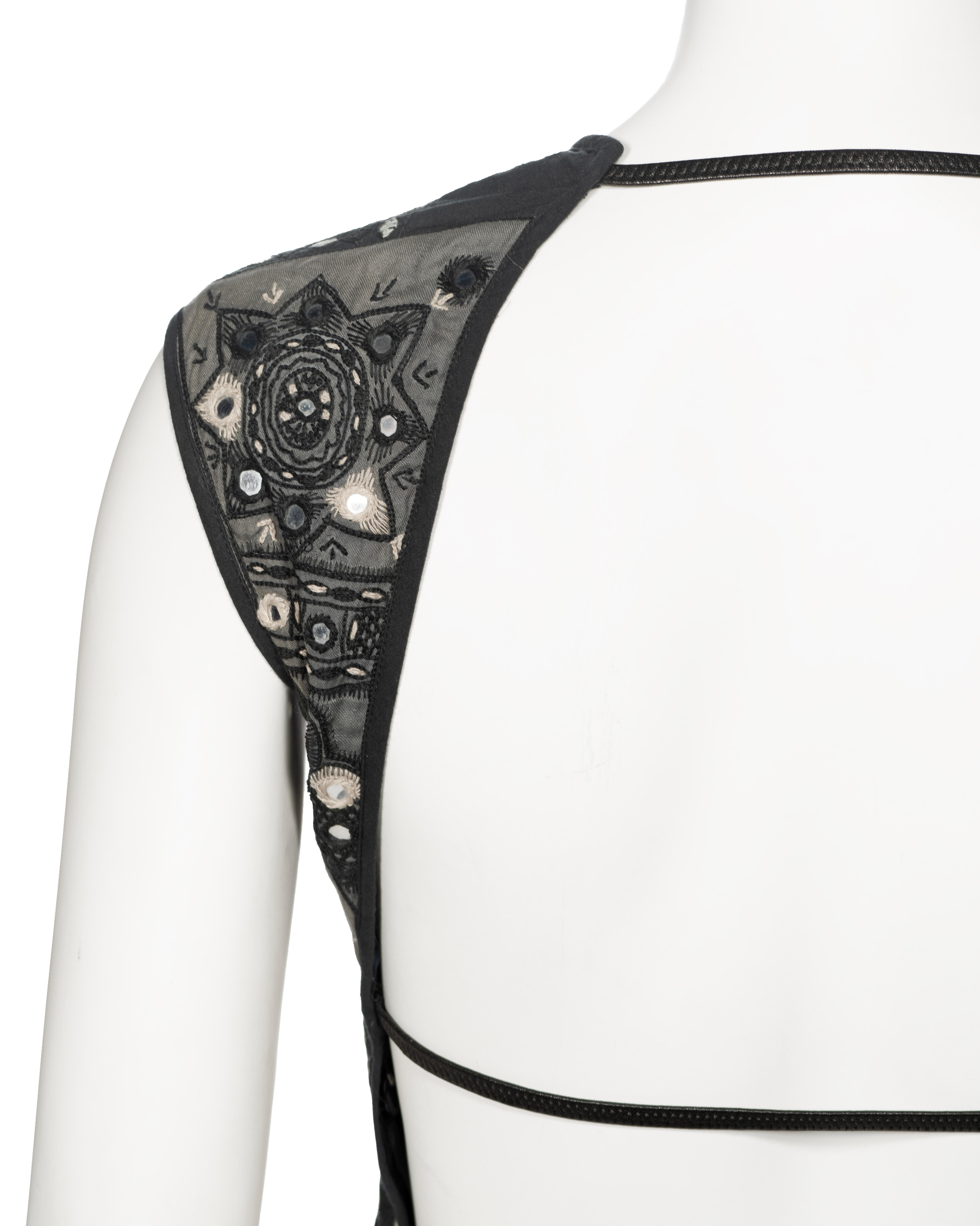 Gucci by Tom Ford Mirror-Embroidered Artisanal Backless Cotton Top, ss 1999 For Sale 12