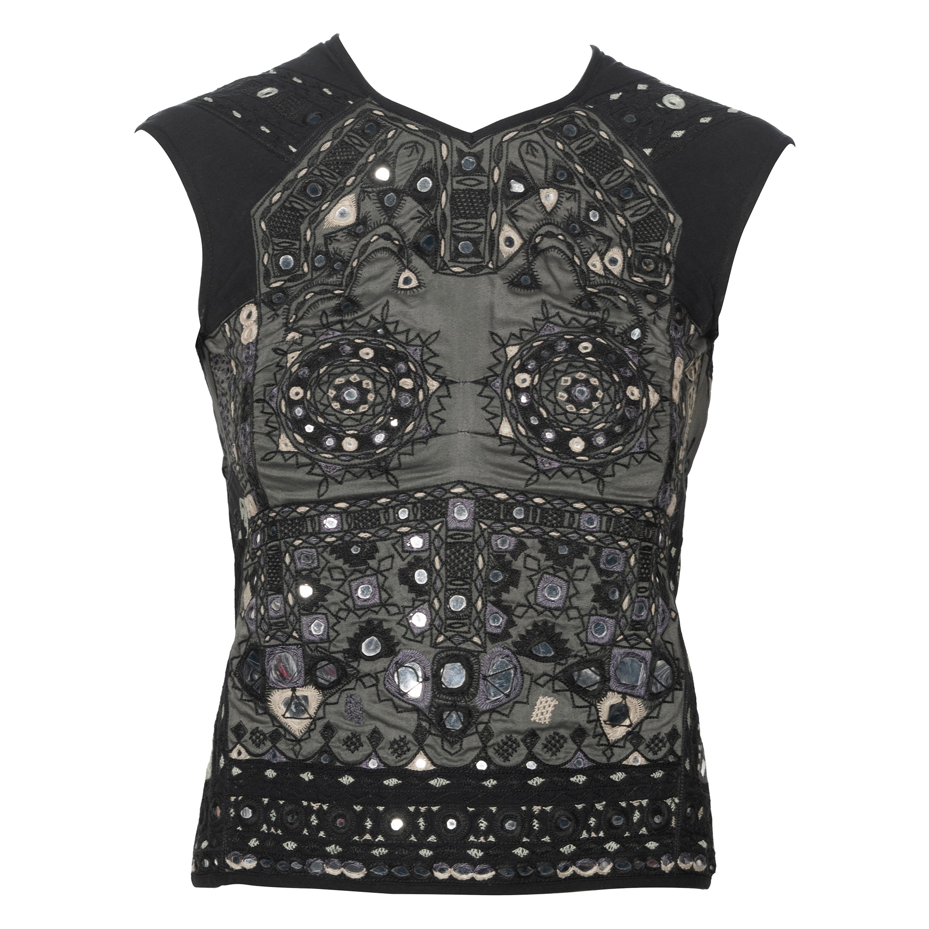 Top Gucci by Tom Ford dos nu en coton artisanal brodé en miroir, 1999