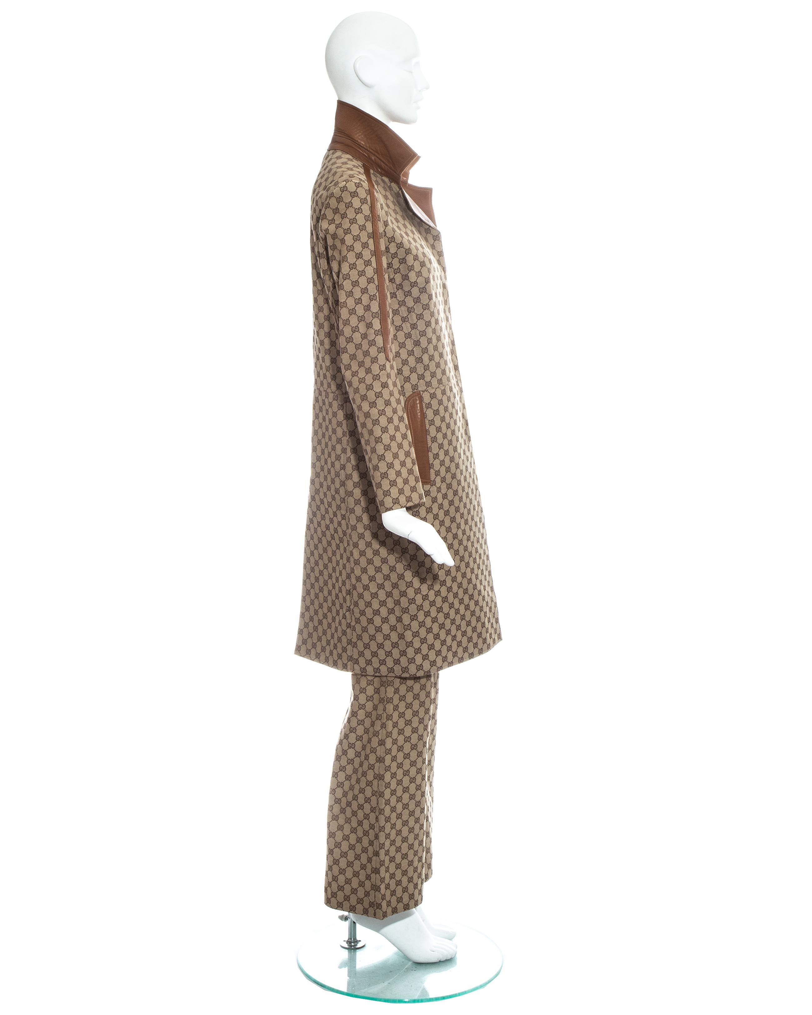 Costume pantalon Gucci by Tom Ford en toile et cuir avec monogramme, automne-hiver 2000 Bon état - En vente à London, GB