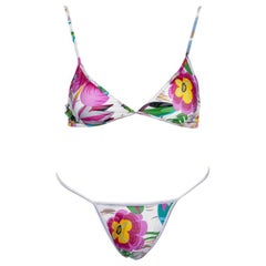 Vintage Gucci by Tom Ford multicoloured floral mesh bikini, ss 1999