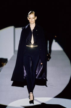Gucci by Tom Ford Navy Wool Long Cape Coat