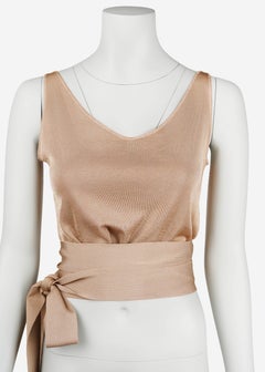 Gucci by Tom Ford Nude Silk Knit Wrap Tie Top, Late 1990s Size S