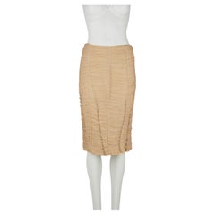 Gucci by Tom Ford Nude Silk & Mesh Ruched Skirt, Spring/Summer 2001 IT40