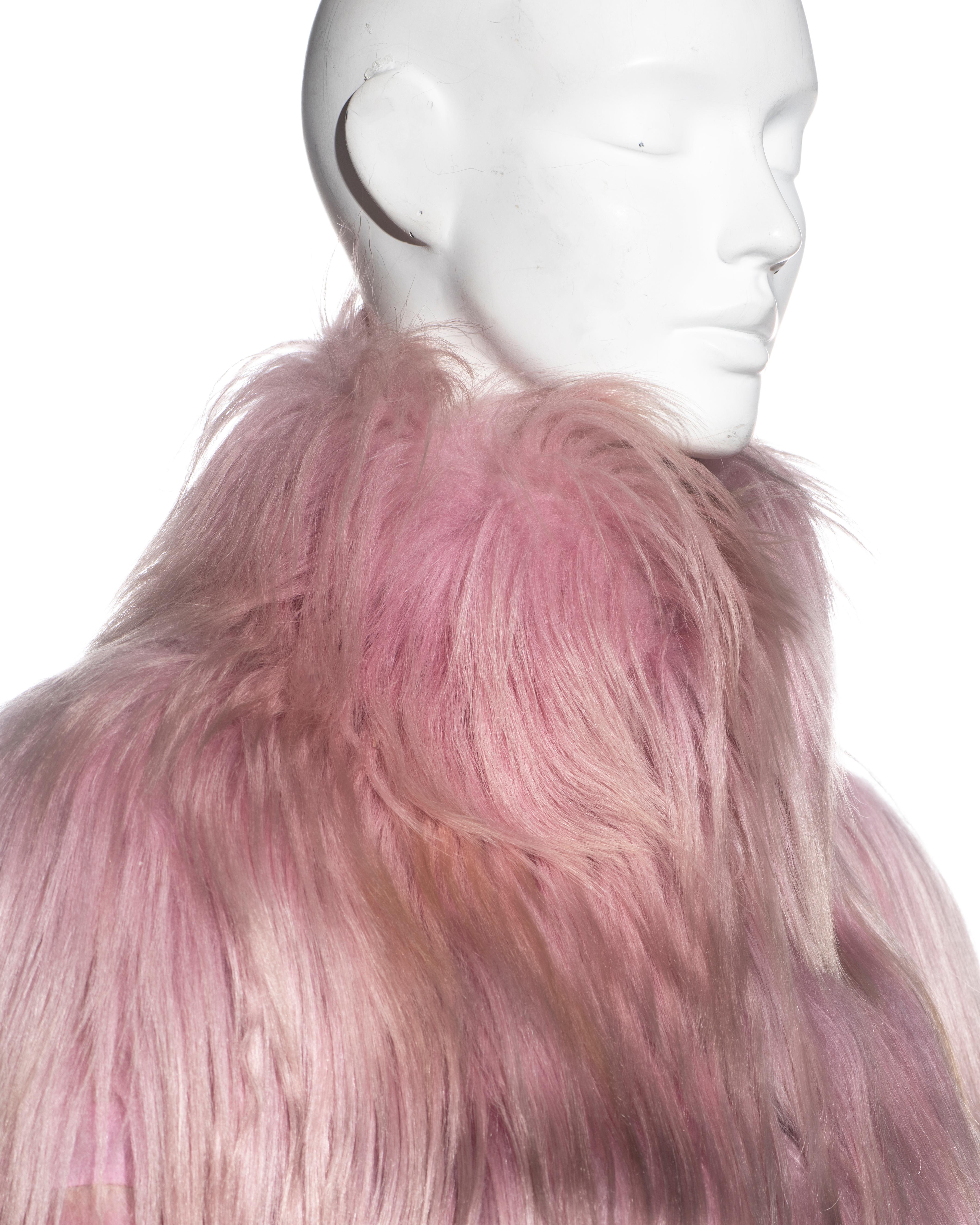 Gucci by Tom Ford oversized pink goat hair coat, fw 2001 2