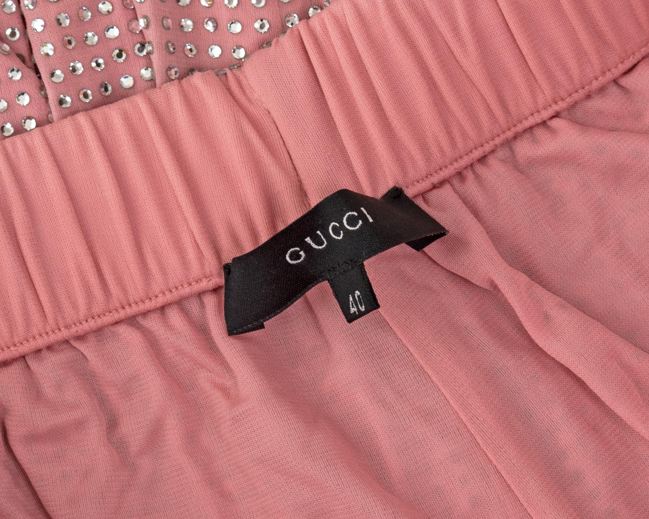 Gucci by Tom Ford pink crystal beaded low rise evening pants, ss 2000 For Sale 7