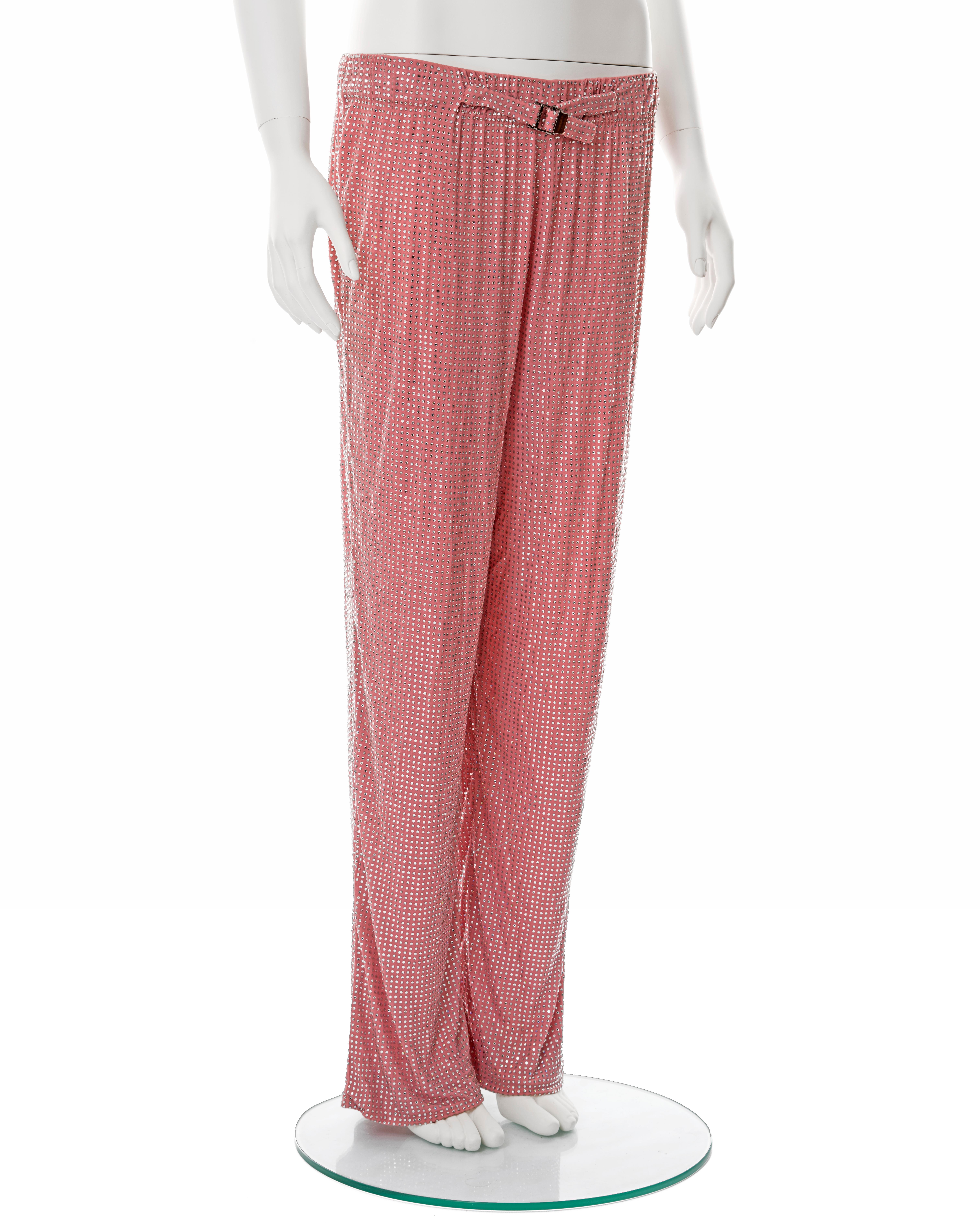 Gucci by Tom Ford pink crystal beaded low rise evening pants, ss 2000 For Sale 2