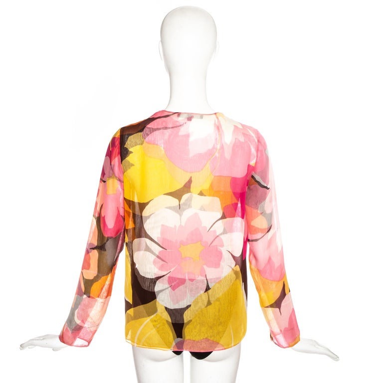 Gucci by Tom Ford pink floral printed silk blouse and panties, ss 1999 For Sale 3