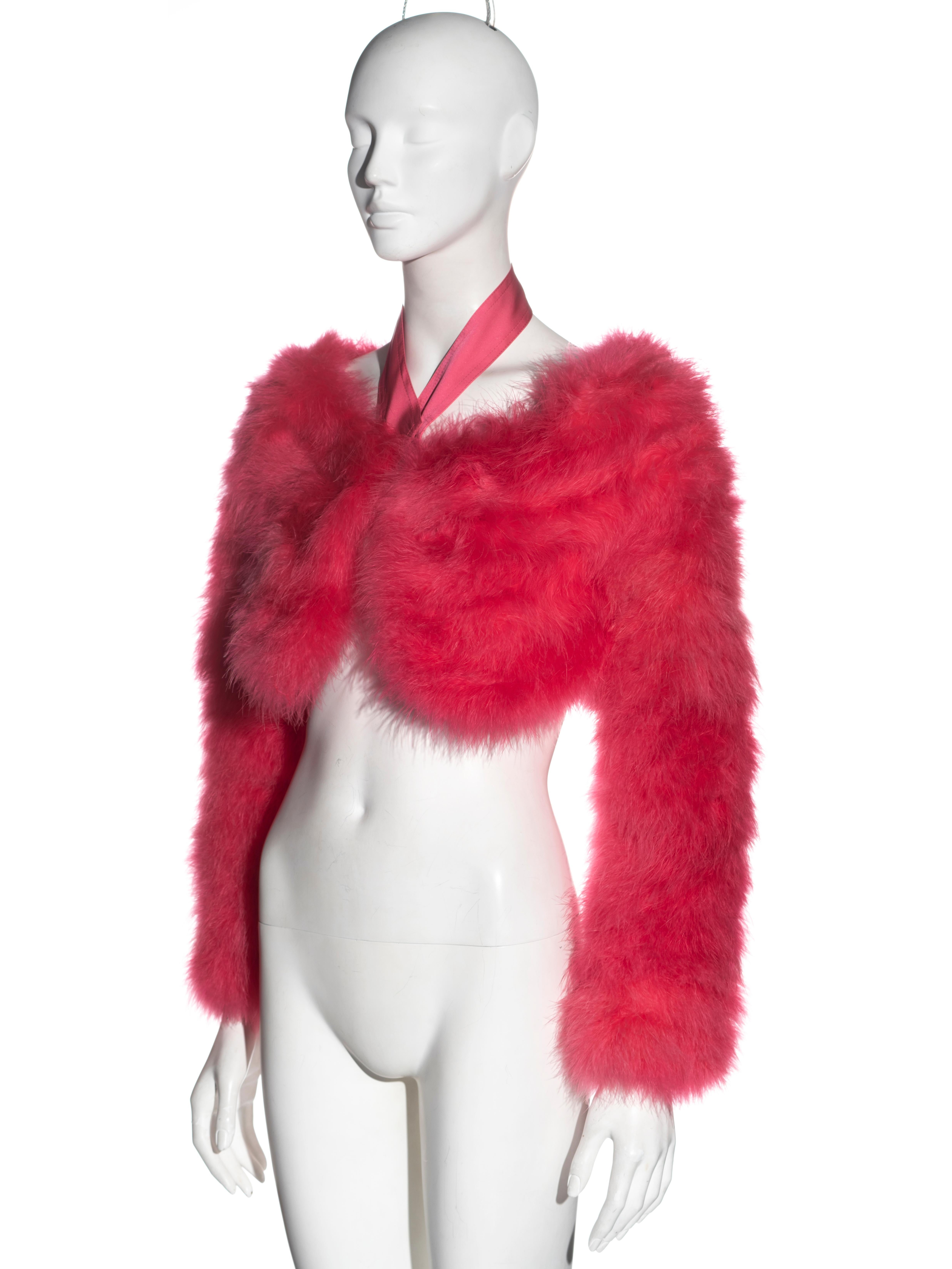 Gucci by Tom Ford pink marabou feather bolero jacket, ss 2004 at 1stDibs