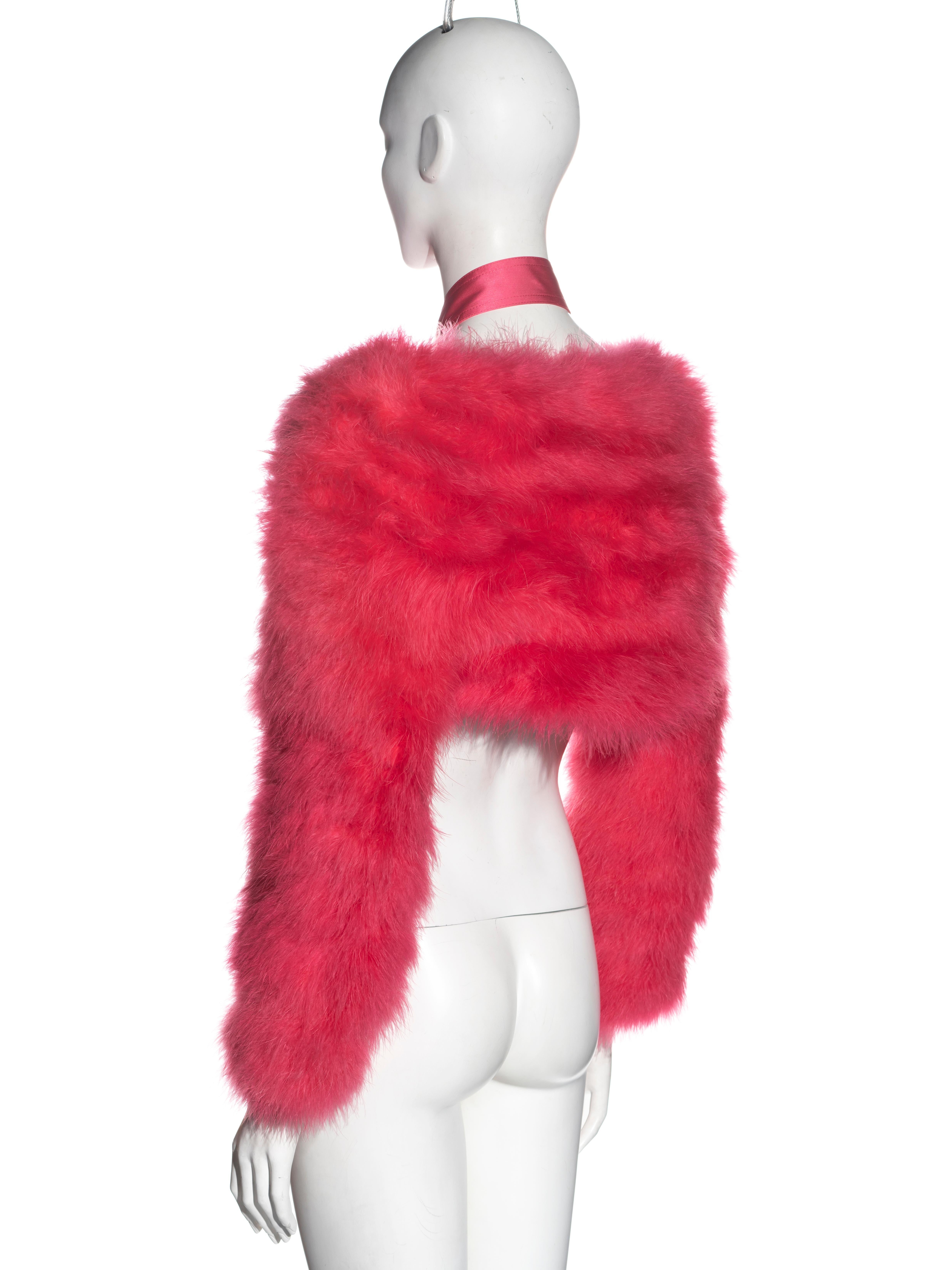 Gucci by Tom Ford pink marabou feather bolero jacket, ss 2004 In Excellent Condition In London, GB