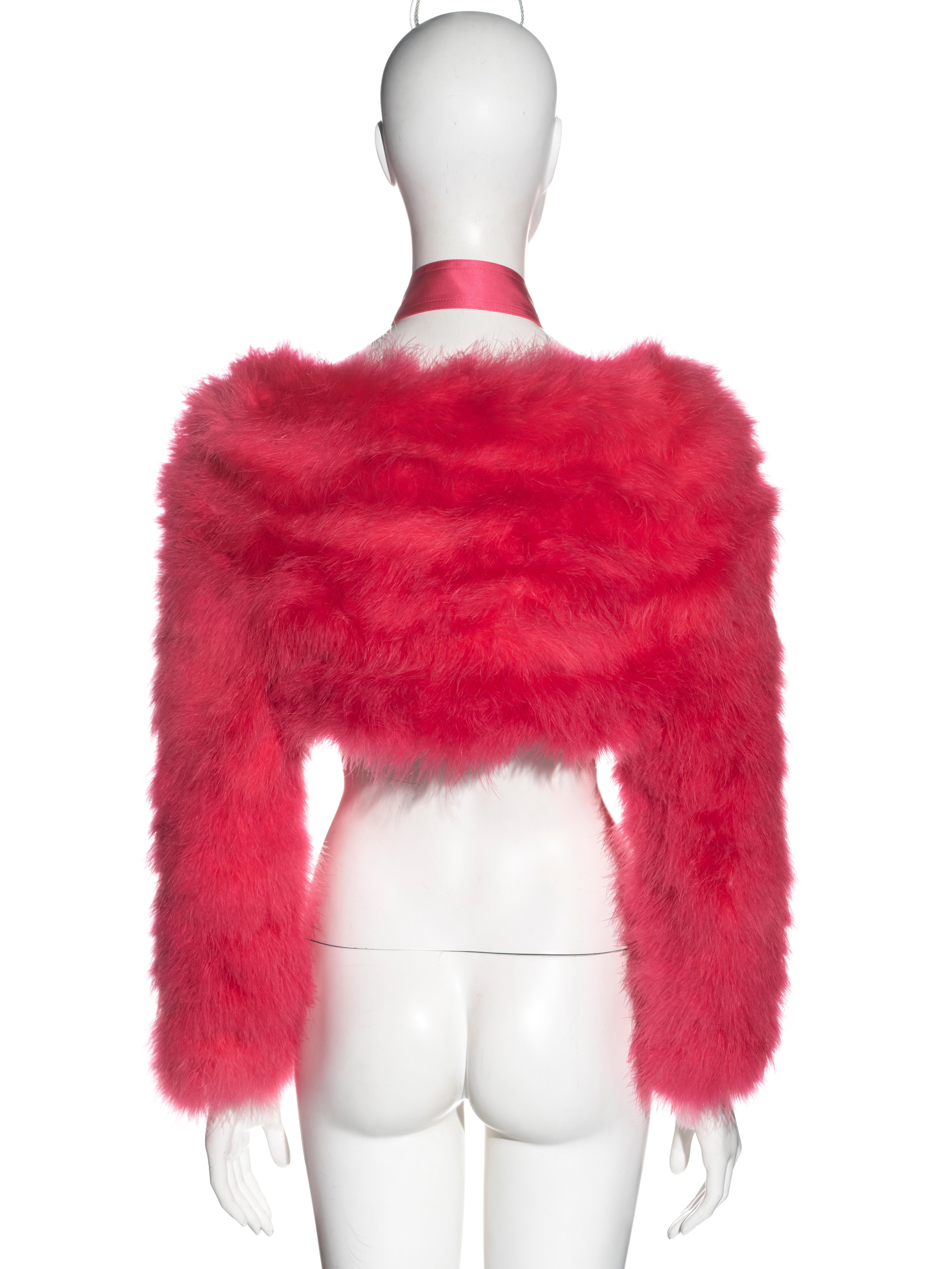 Women's Gucci by Tom Ford pink marabou feather bolero jacket, ss 2004
