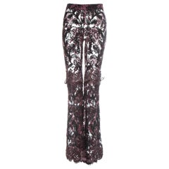 Gucci by Tom Ford purple embroidered lace flared evening pants, fw 1999