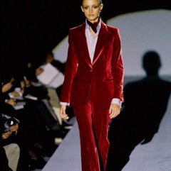 Gucci by Tom Ford Red Cotton Velvet Pantsuit - '90s
