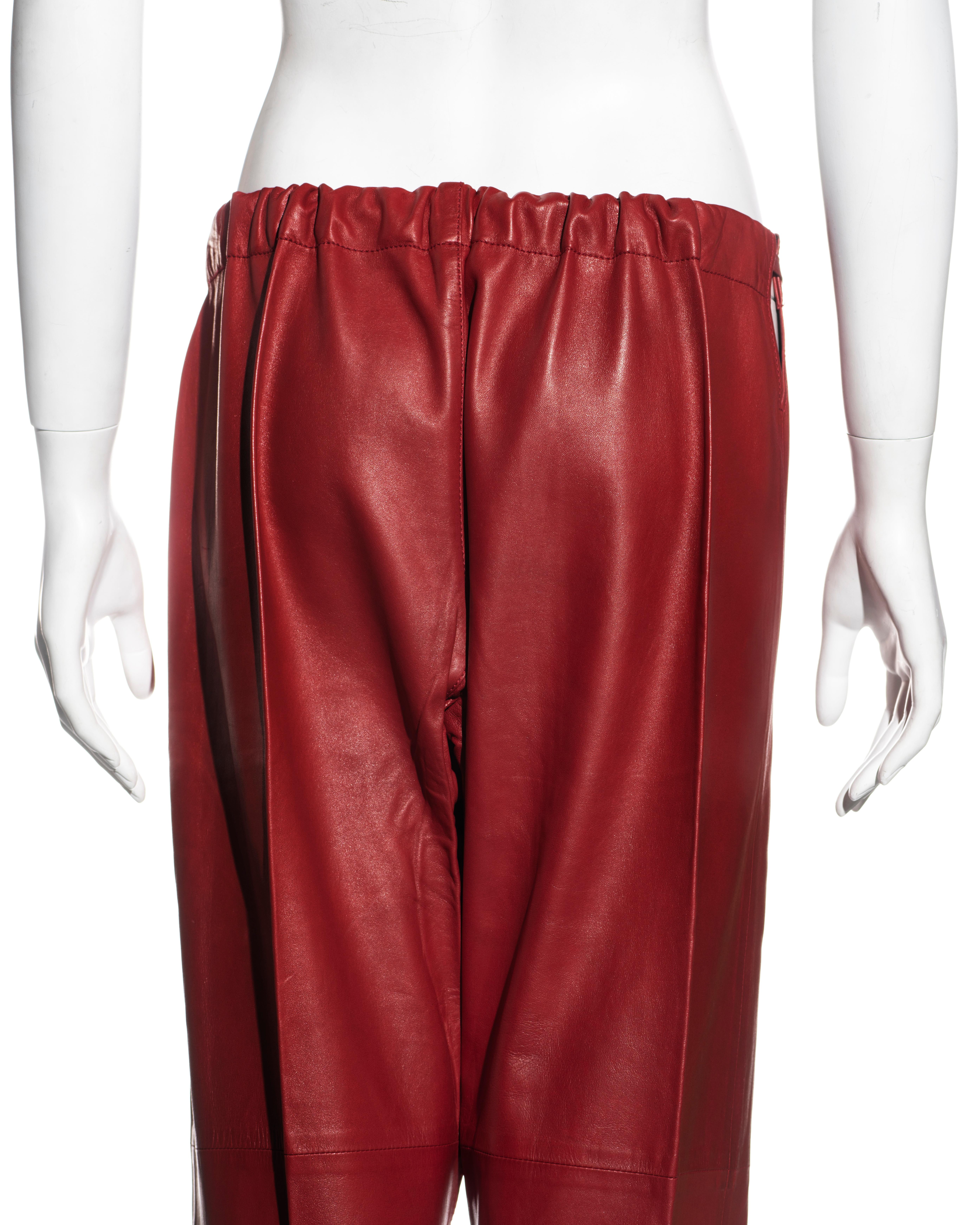 Gucci by Tom Ford red lambskin leather wide leg drawstring pants, ss 2001 For Sale 2