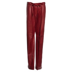 Gucci by Tom Ford Pantalones rojos con cordón y pernera ancha de piel de cordero, ss 2001