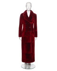 Gucci by Tom Ford Red Sheepskin Floor-Length Double-Breasted Coat, fw 1996
