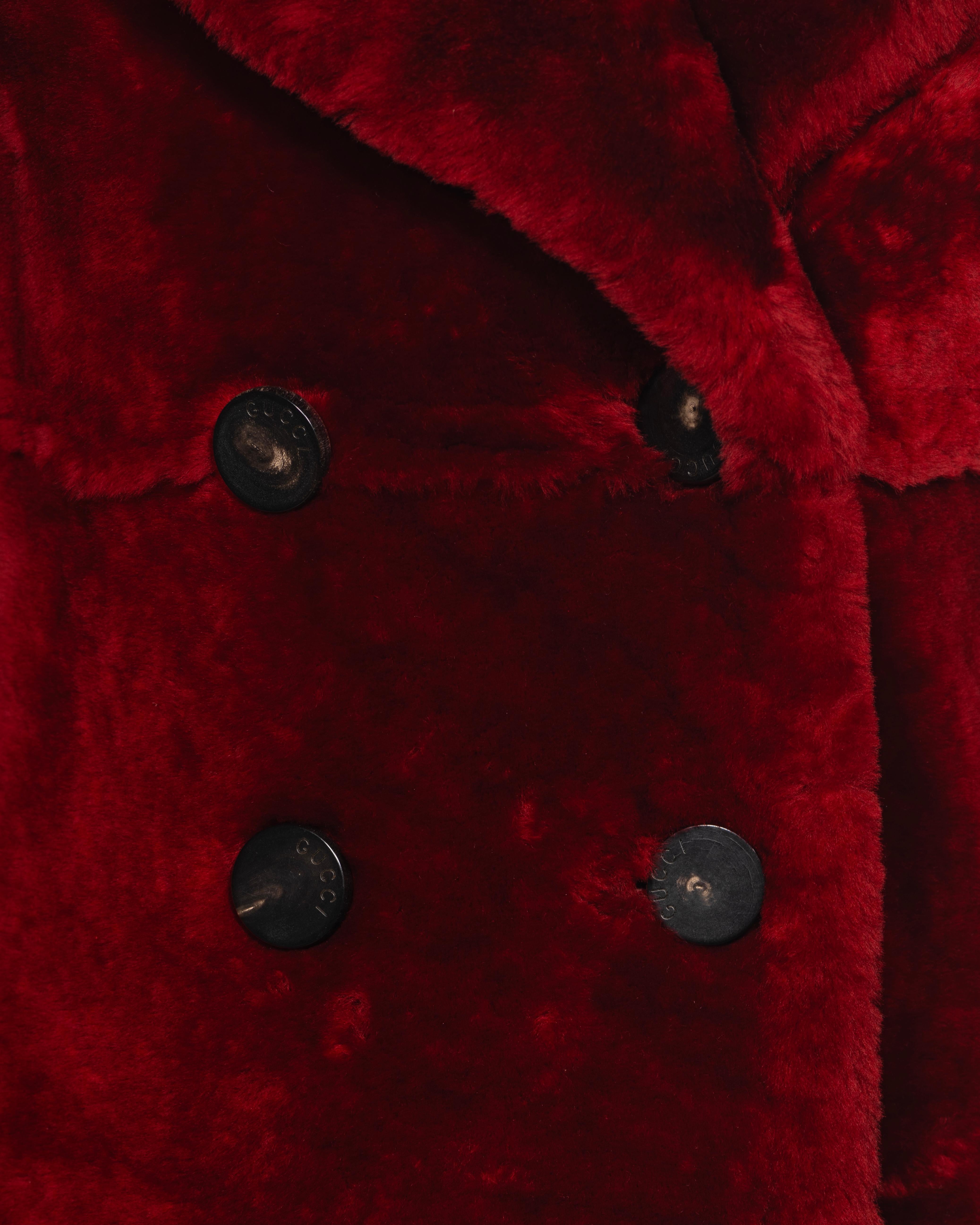 Zweireihiger Gucci by Tom Ford-Mantel aus rotem Schafsleder in Bodenhöhe, H/W 1996 Damen im Angebot