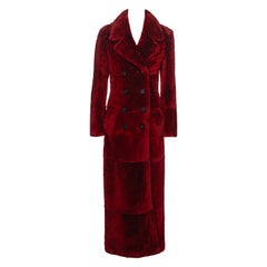 Gucci by Tom Ford Red Sheepskin Floor-Length Double-Breasted Coat, fw 1996