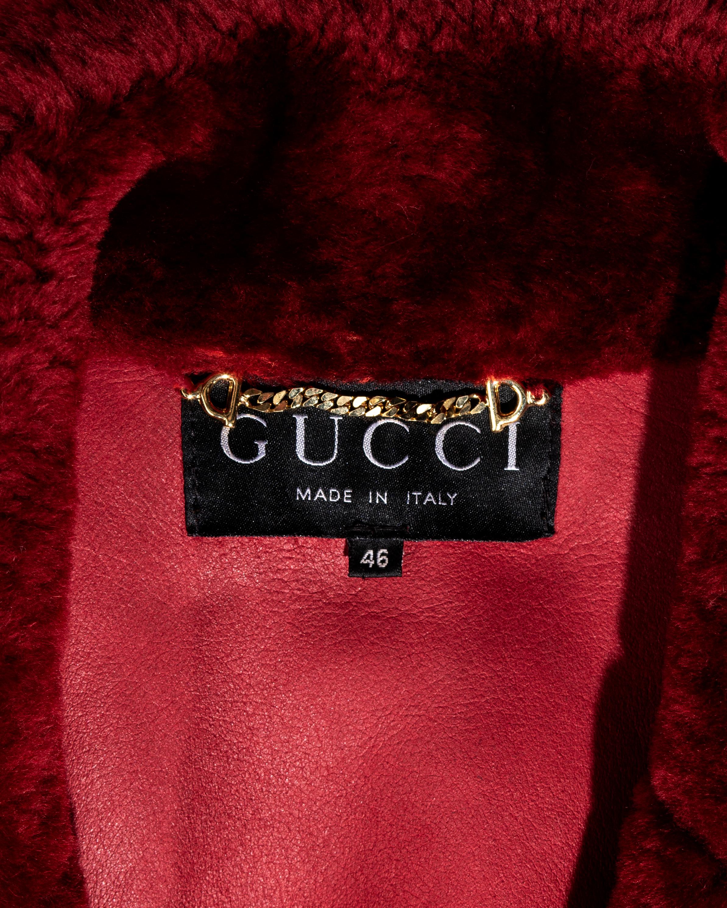 Gucci by Tom Ford red sheepskin floor-length oversized coat, fw 1996 6