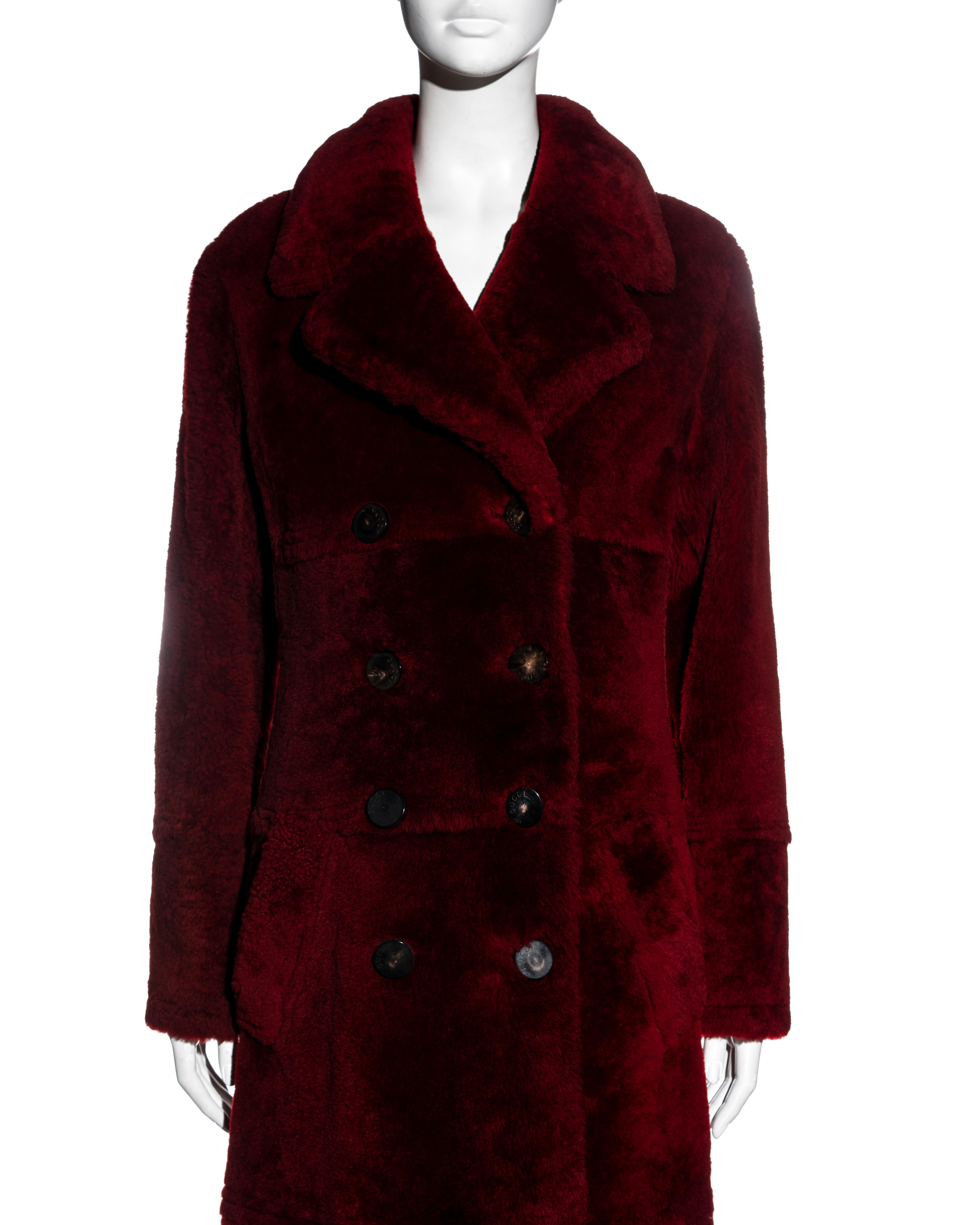 Women's Gucci by Tom Ford red sheepskin floor-length oversized coat, fw 1996