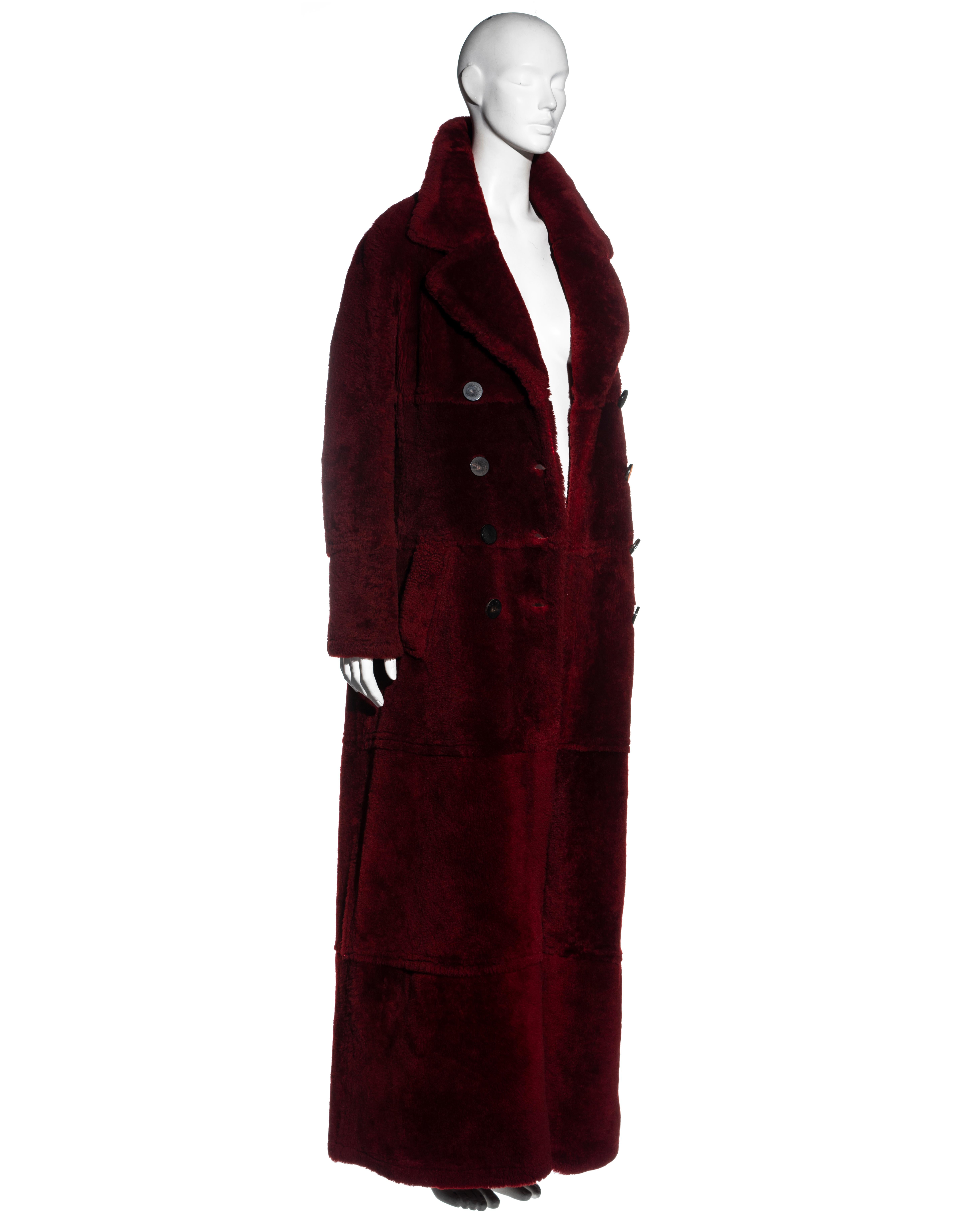 Gucci by Tom Ford red sheepskin floor-length oversized coat, fw 1996 2
