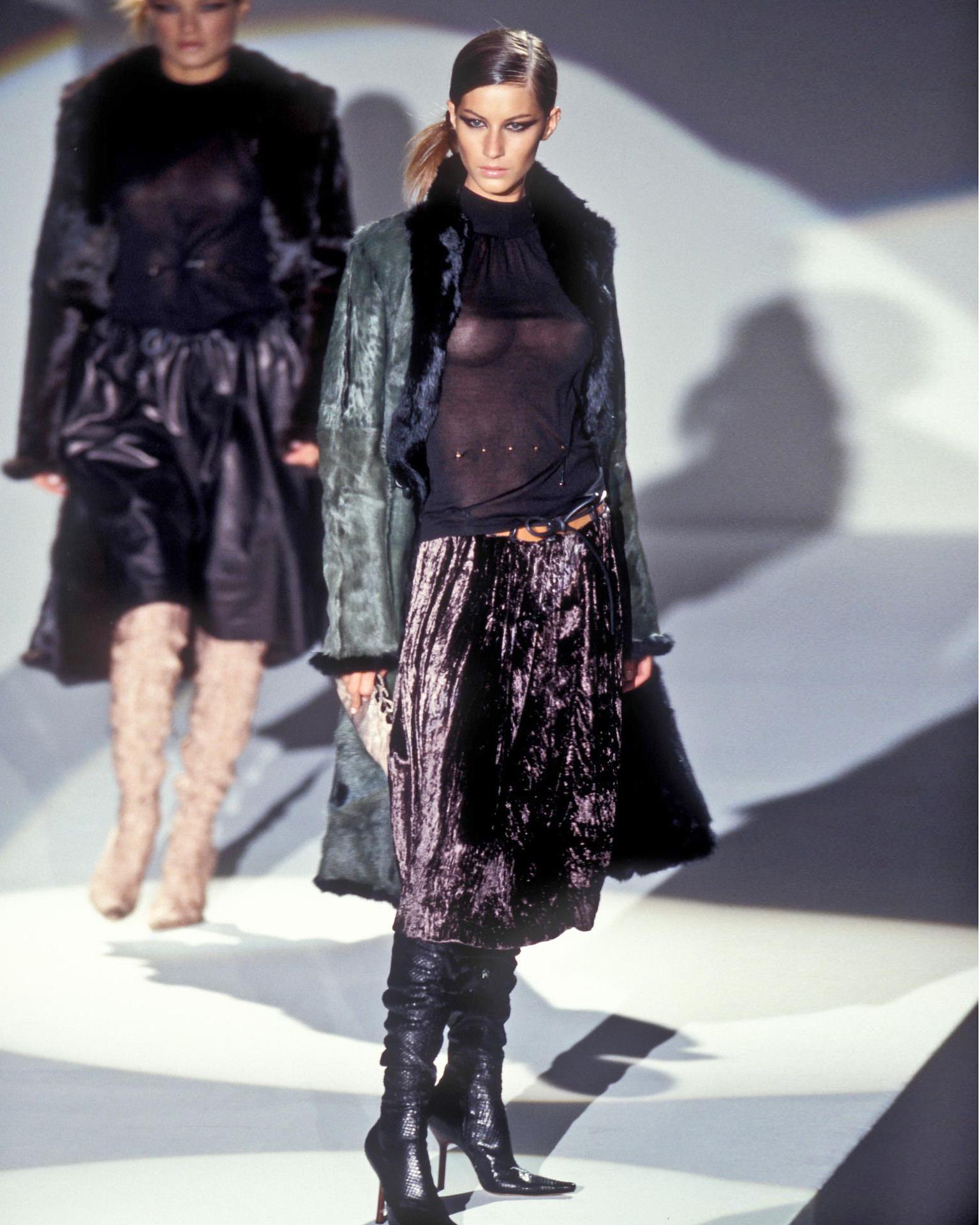 Manteau réversible Gucci by Tom Ford en fourrure verte et noire, automne-hiver 1999 Pour femmes en vente