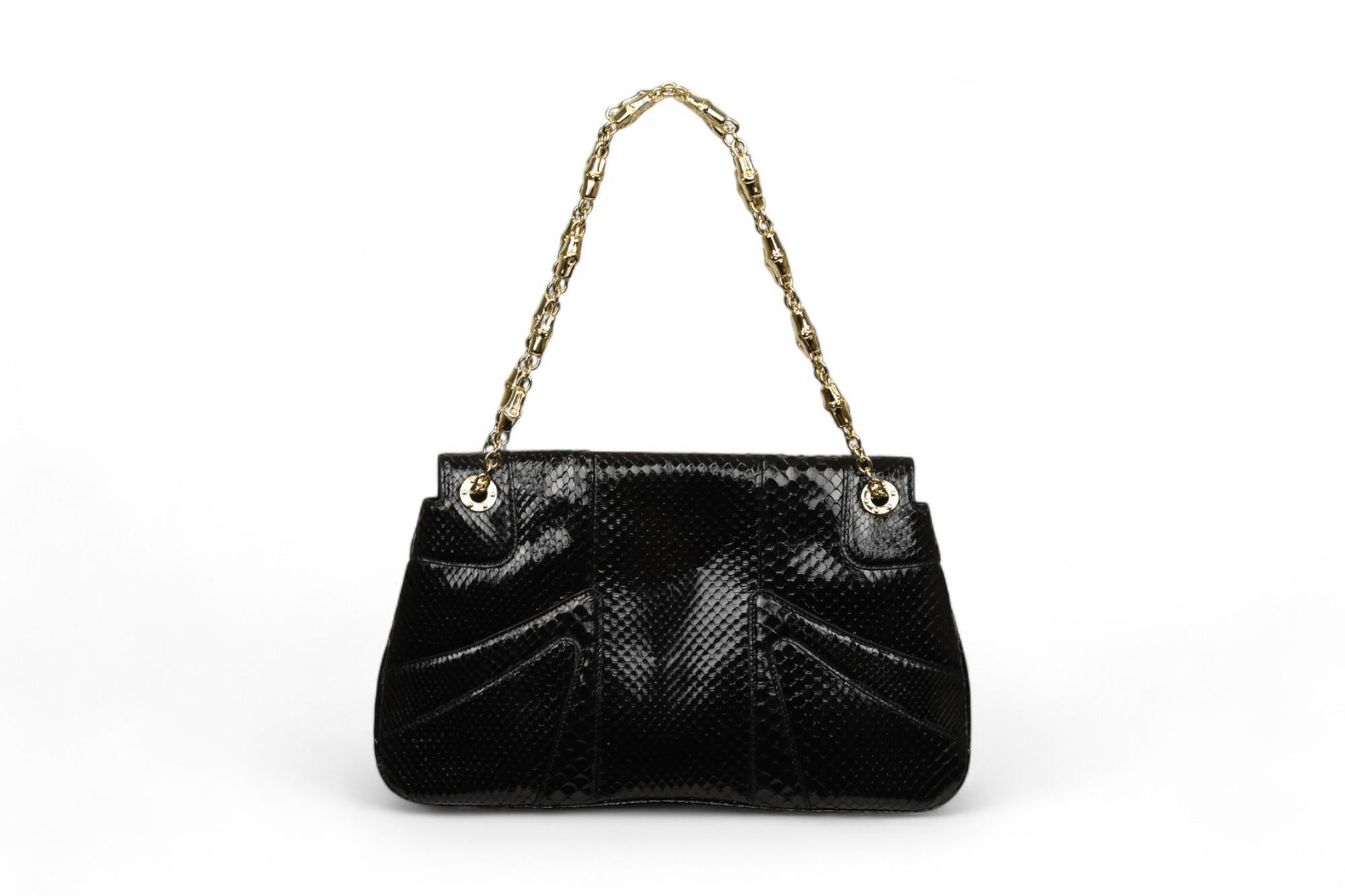 Black Gucci by Tom Ford Rhinestone Dragon Python Flap Bag  F/W 2004 For Sale