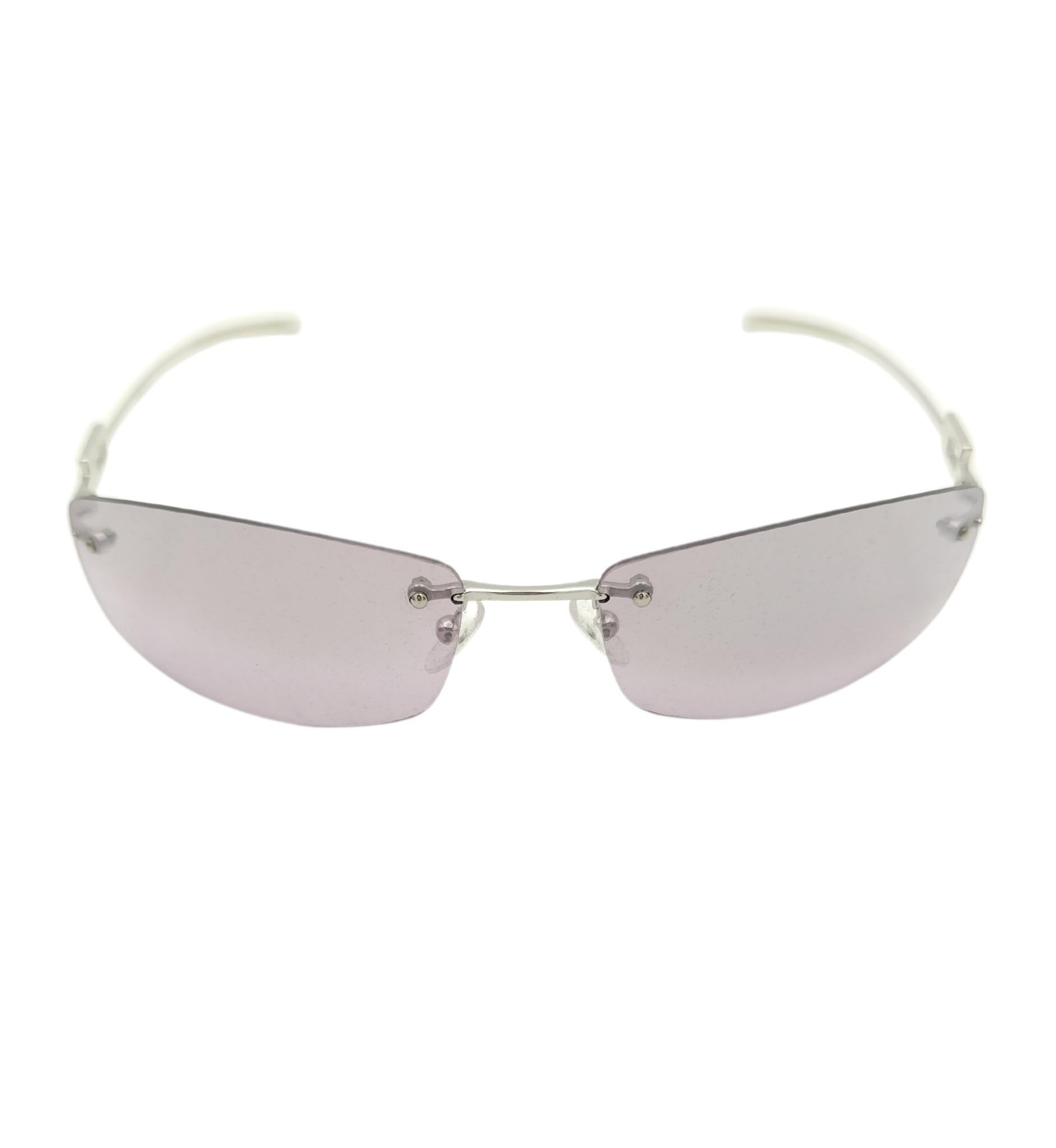 Gucci by Tom Ford Rhinestones Logo lila Randlose Sonnenbrille mit Strass im Angebot 2