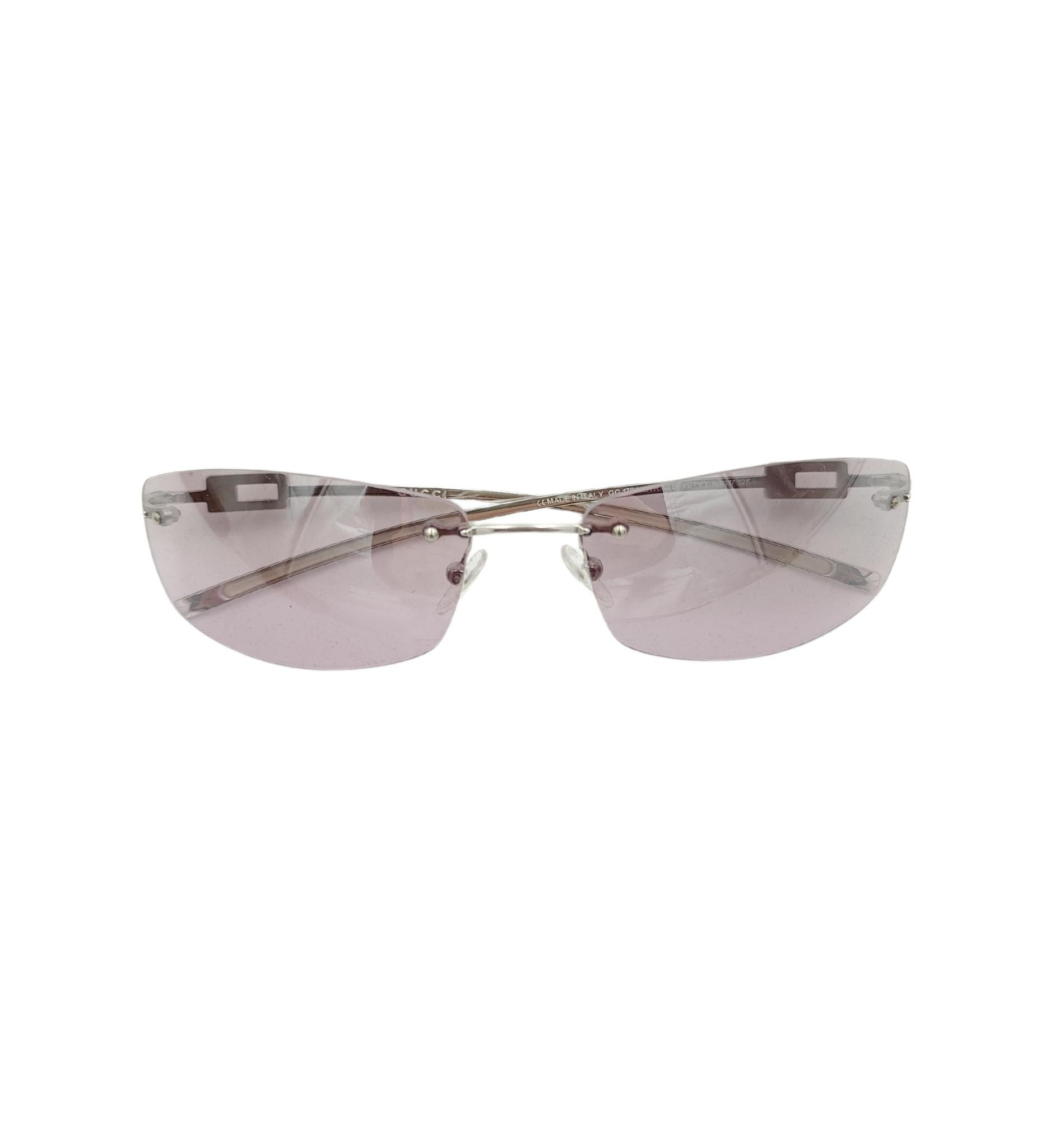 Gucci by Tom Ford Rhinestones Logo lila Randlose Sonnenbrille mit Strass im Angebot 3