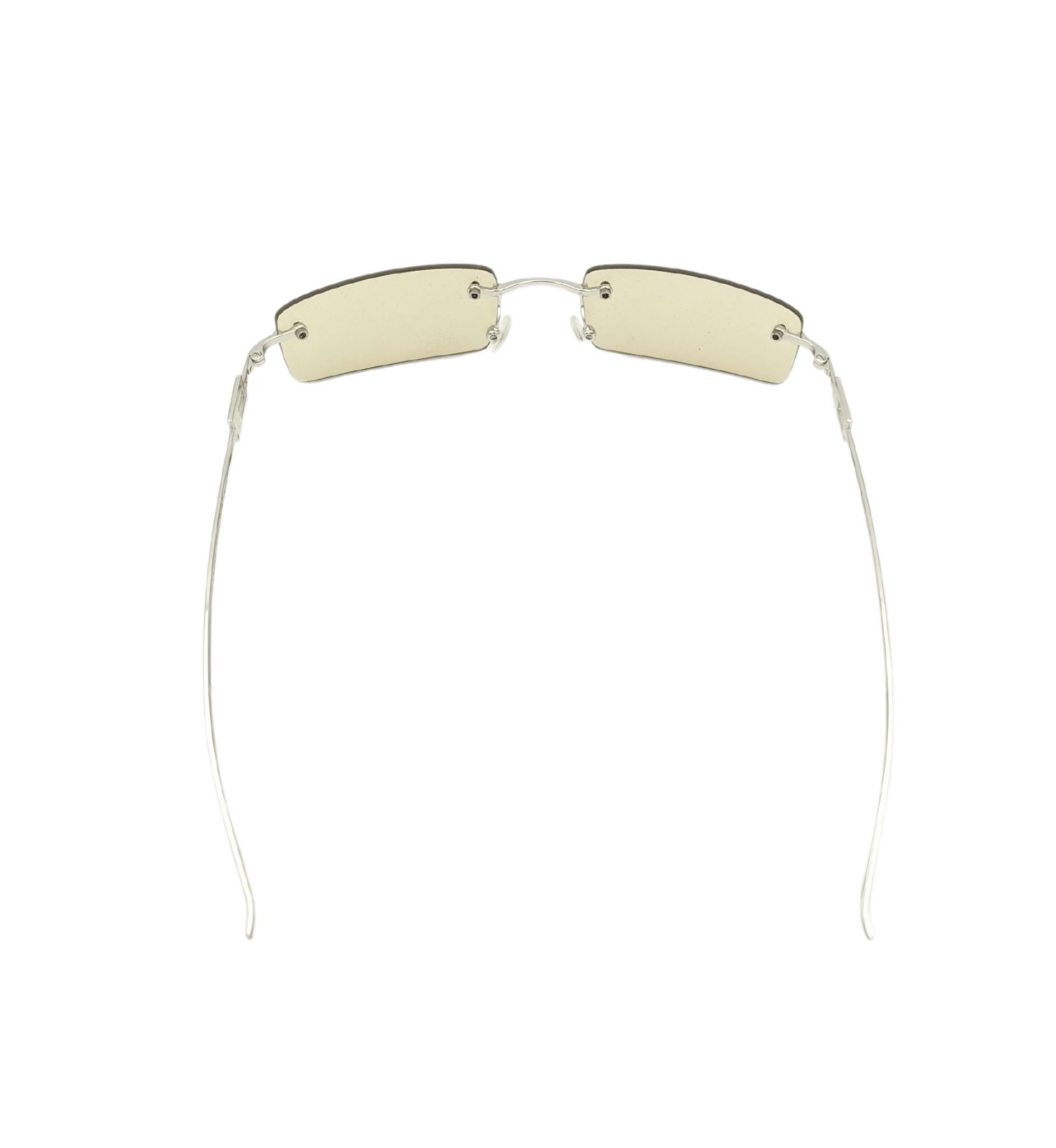 Gucci by Tom Ford rhinestones logo yellow rimless sunglasses For Sale 5