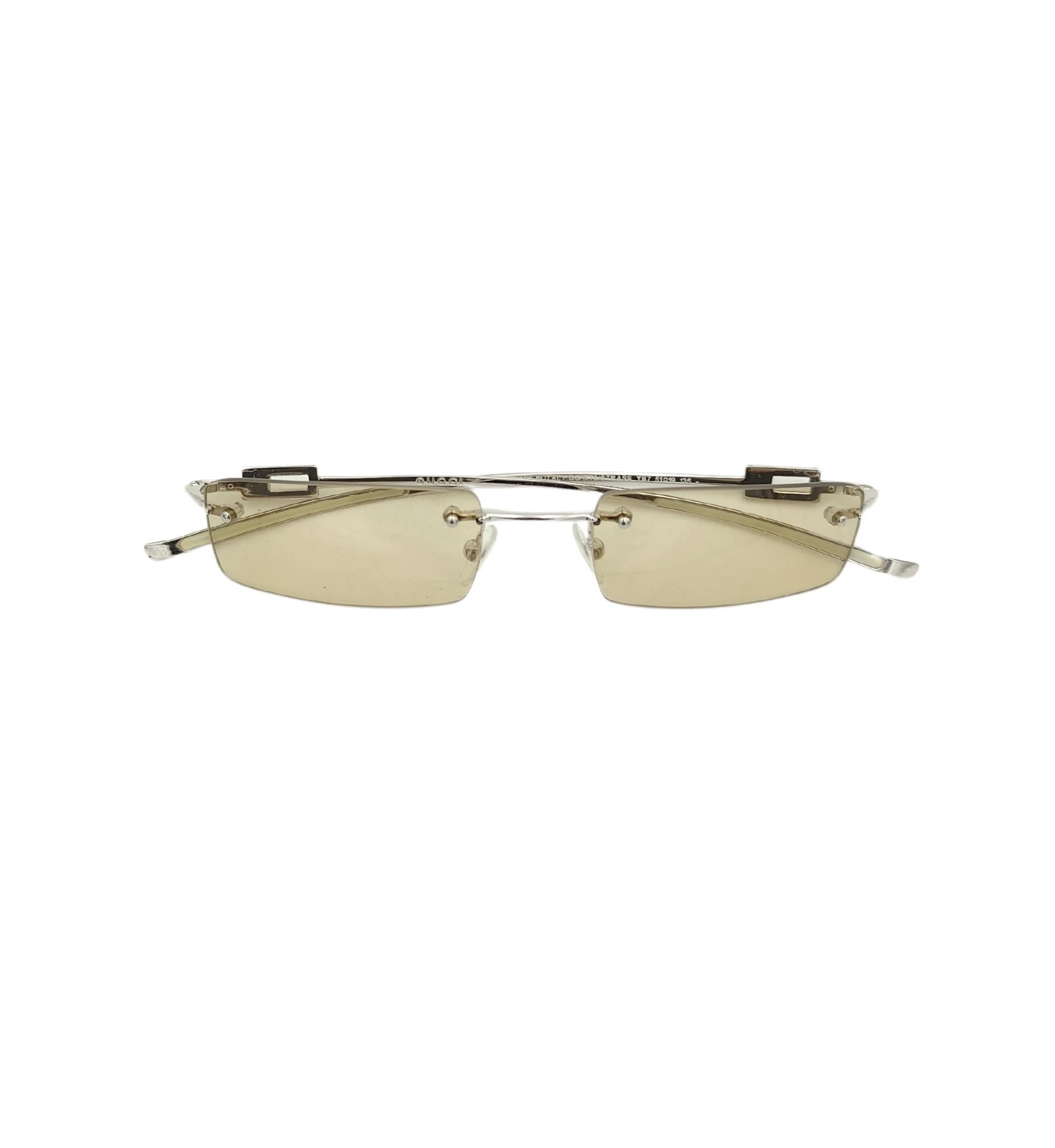 Gucci by Tom Ford rhinestones logo yellow rimless sunglasses For Sale 2