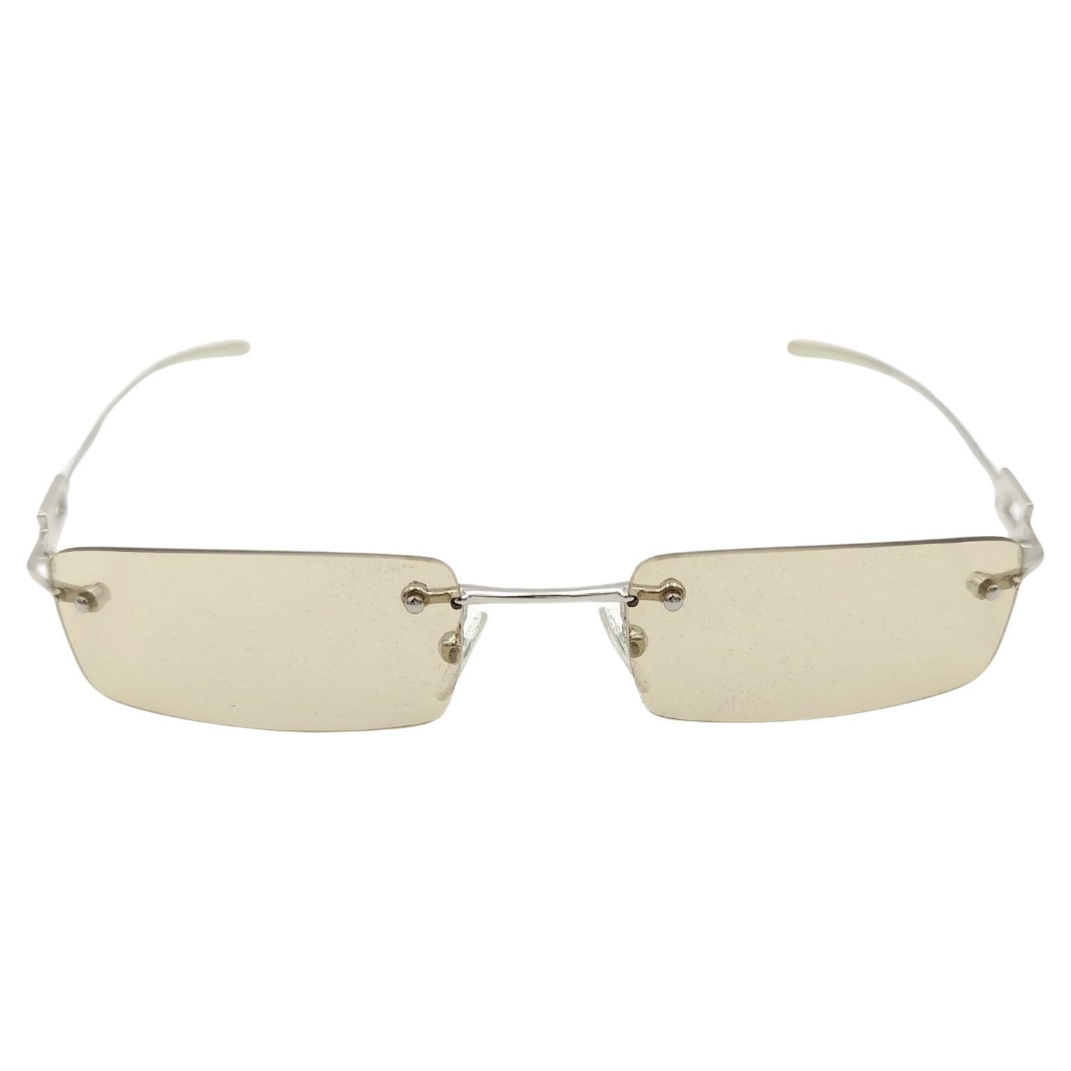 Gafas de sol sin montura amarillas con logotipo de strass Gucci by Tom Ford