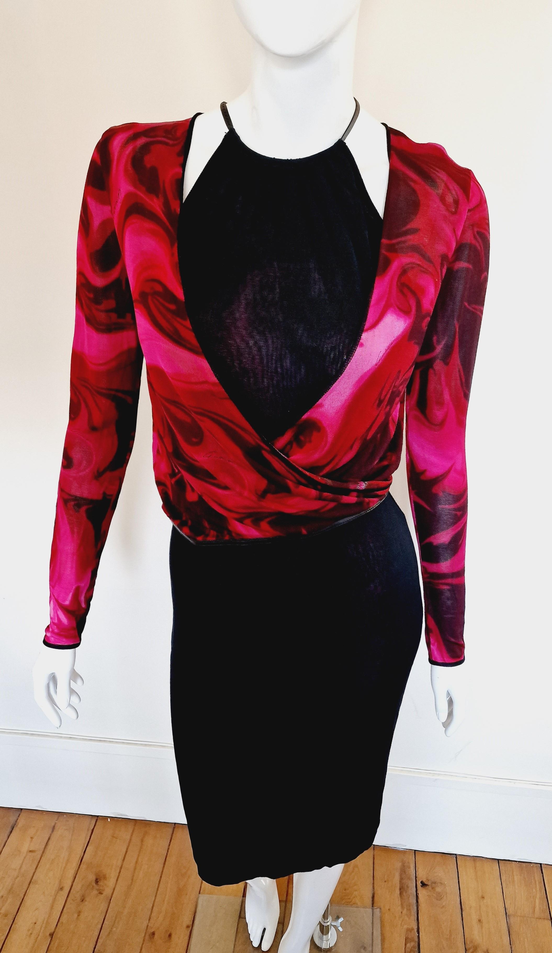 GUCCI by TOM FORD Laufsteg F/S 2001 Vintage Lava Print Rosa Kleid Top Strickjacke Set im Angebot 10