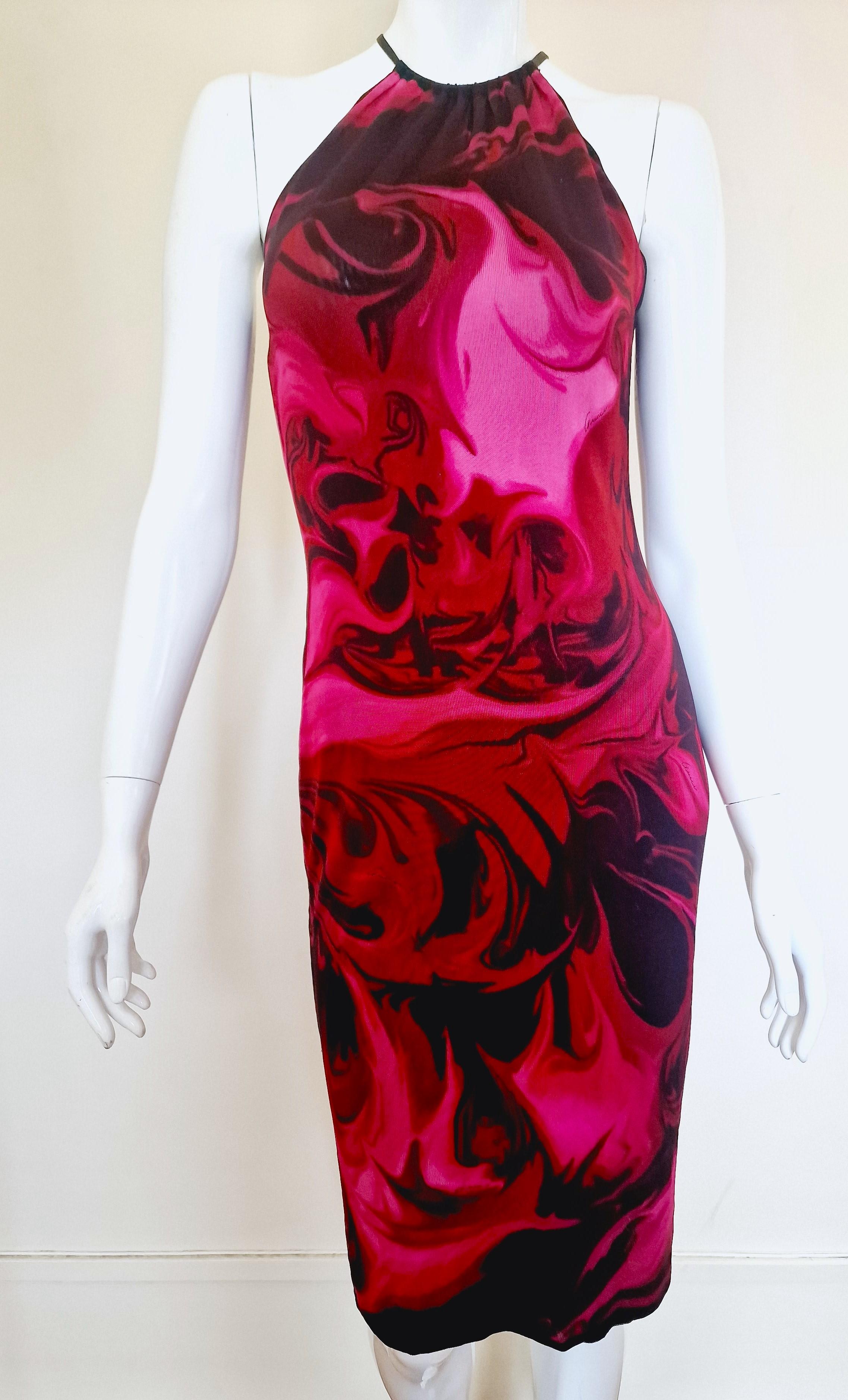GUCCI by TOM FORD Laufsteg F/S 2001 Vintage Lava Print Rosa Kleid Top Strickjacke Set (Pink) im Angebot