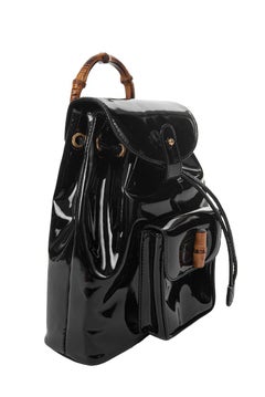 GUCCI by Tom Ford Herbst 1994 Dokumentierter Rucksack aus schwarzem Lack-Bambusimitat