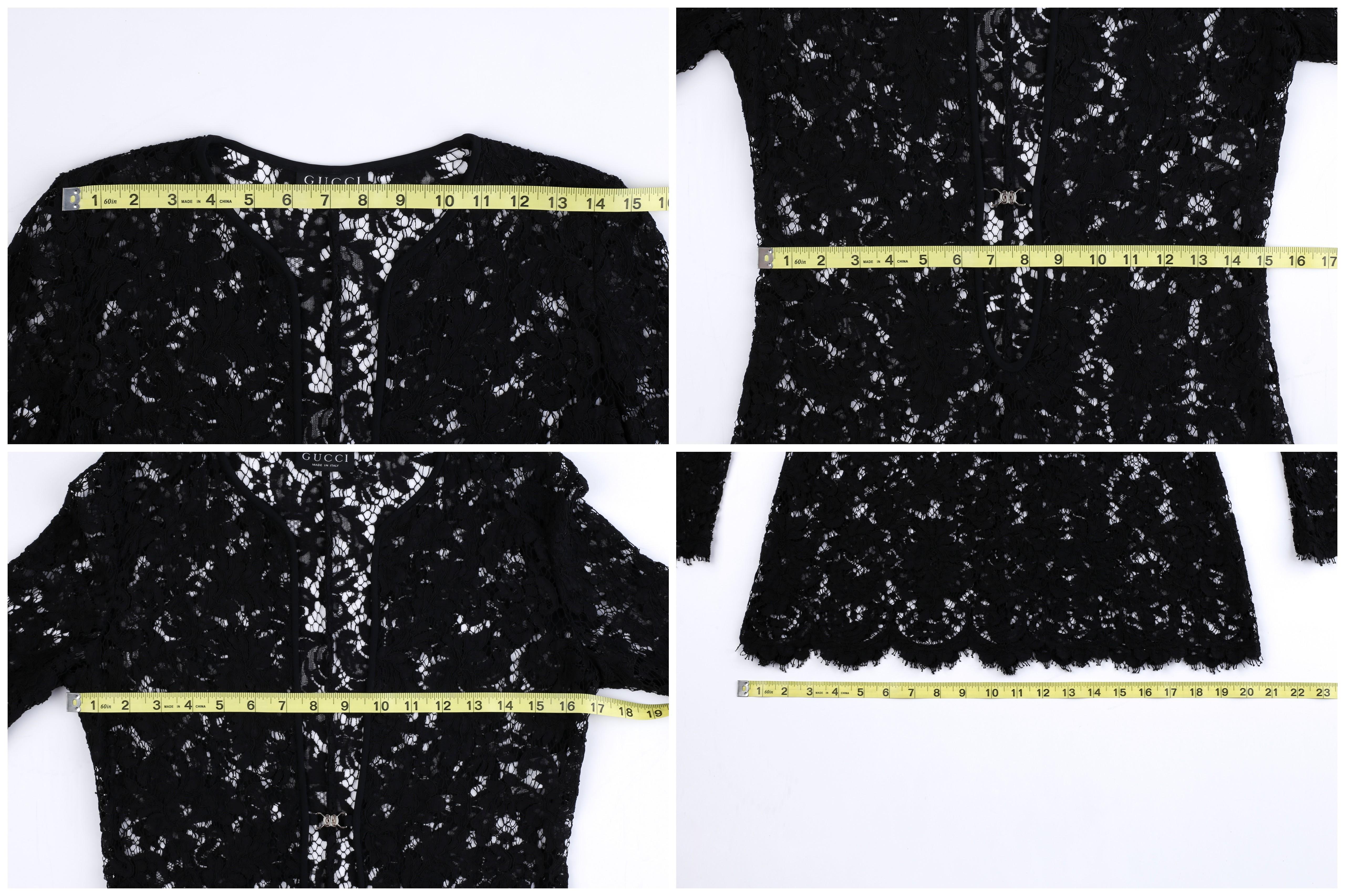 Gucci by Tom Ford S/S 1996 Black Lace Plunge GG Closure Micro Mini Dress 42 (IT) 3