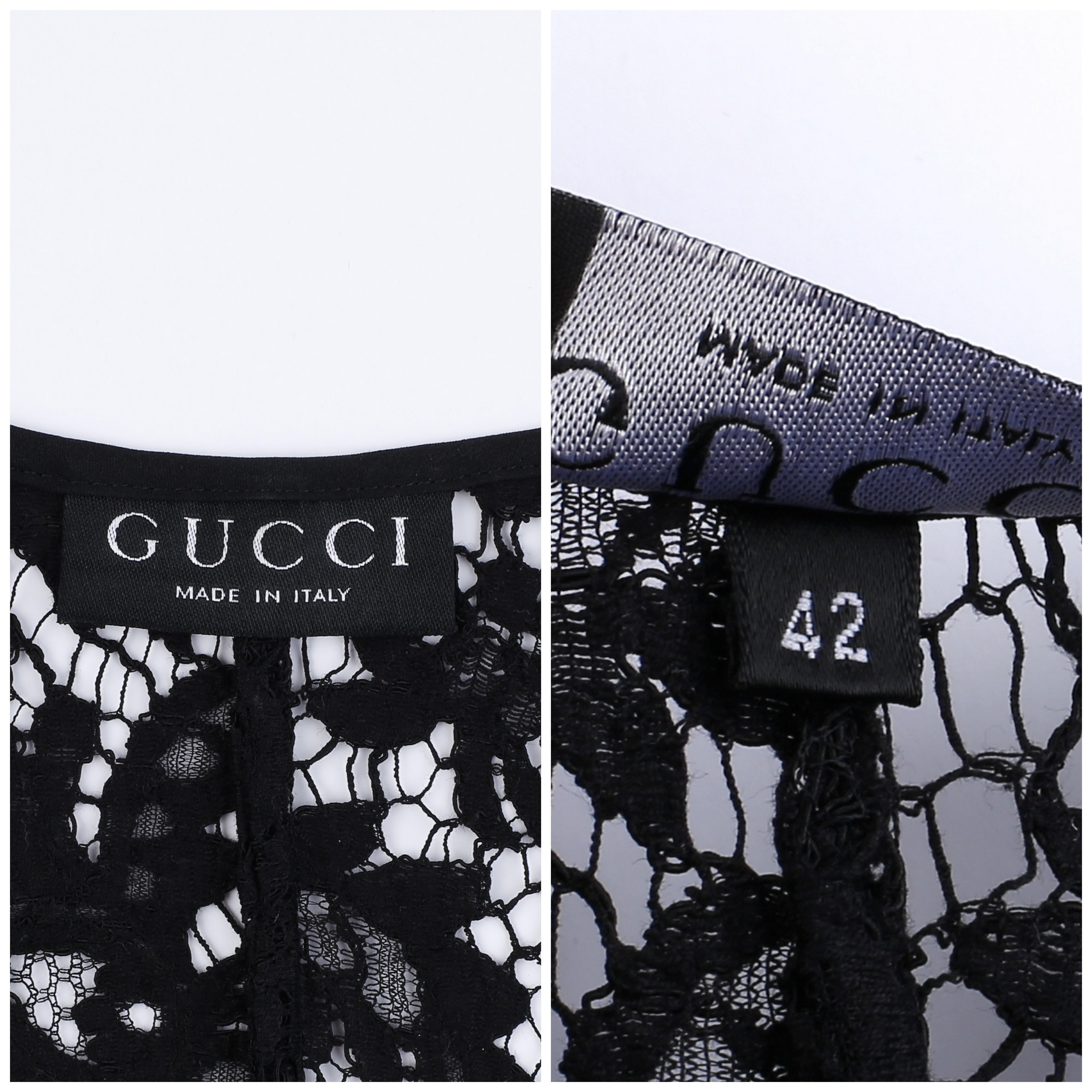 Gucci by Tom Ford S/S 1996 Black Lace Plunge GG Closure Micro Mini Dress 42 (IT) 5