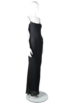 Gucci by Tom Ford S/S 1997 Black Silk Viscose Column Slip Gown — IT 40