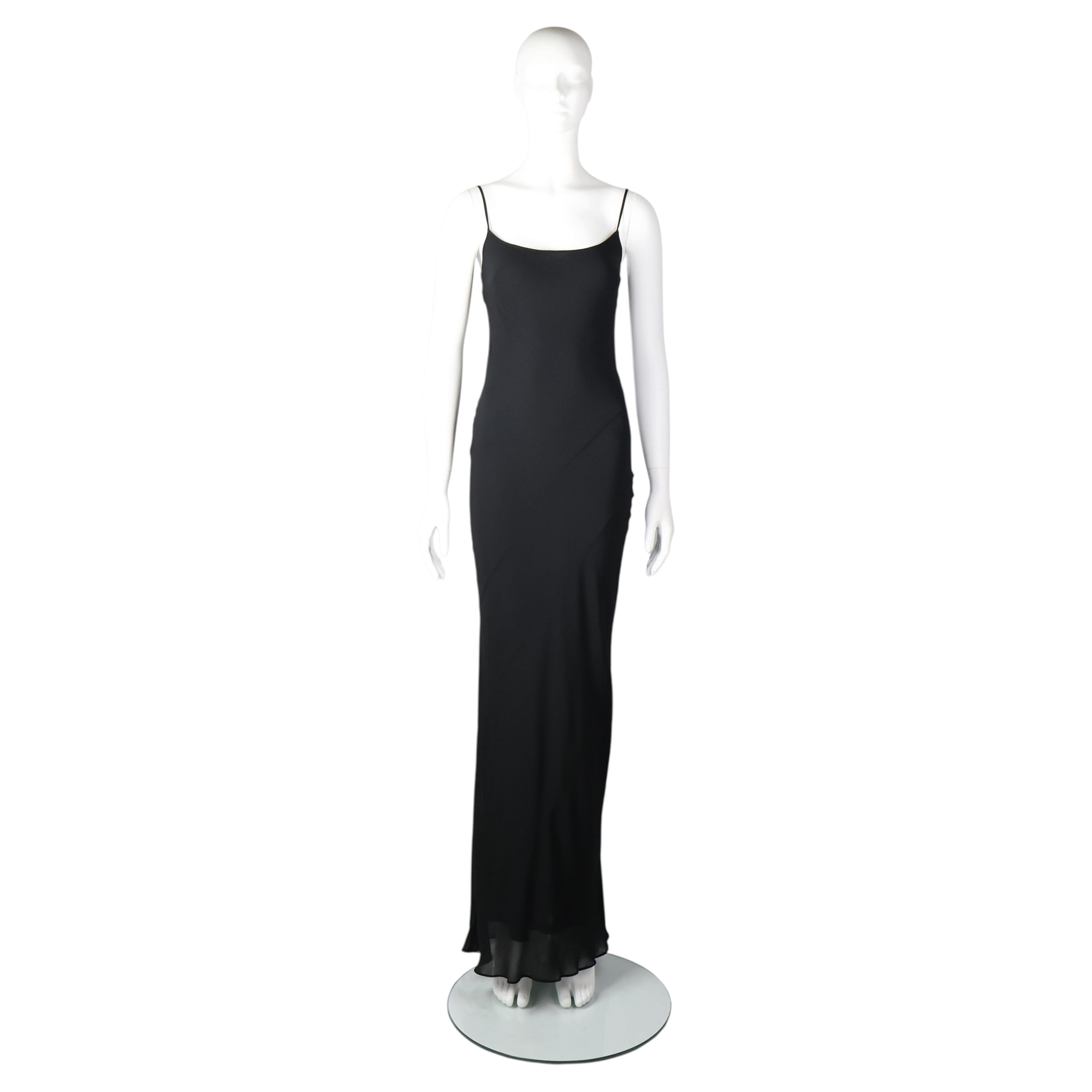 Gucci by Tom Ford S/S 1997 Black Silk Viscose Column Slip Gown — IT 40