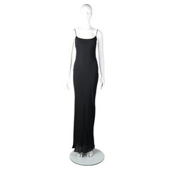 Gucci by Tom Ford S/S 1997 Black Silk Viscose Column Slip Gown — IT 40