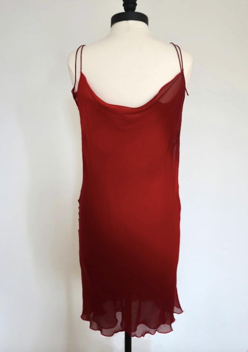 Gucci by Tom Ford S/S 1997 Red Sheer Slip Dress. This dress is 